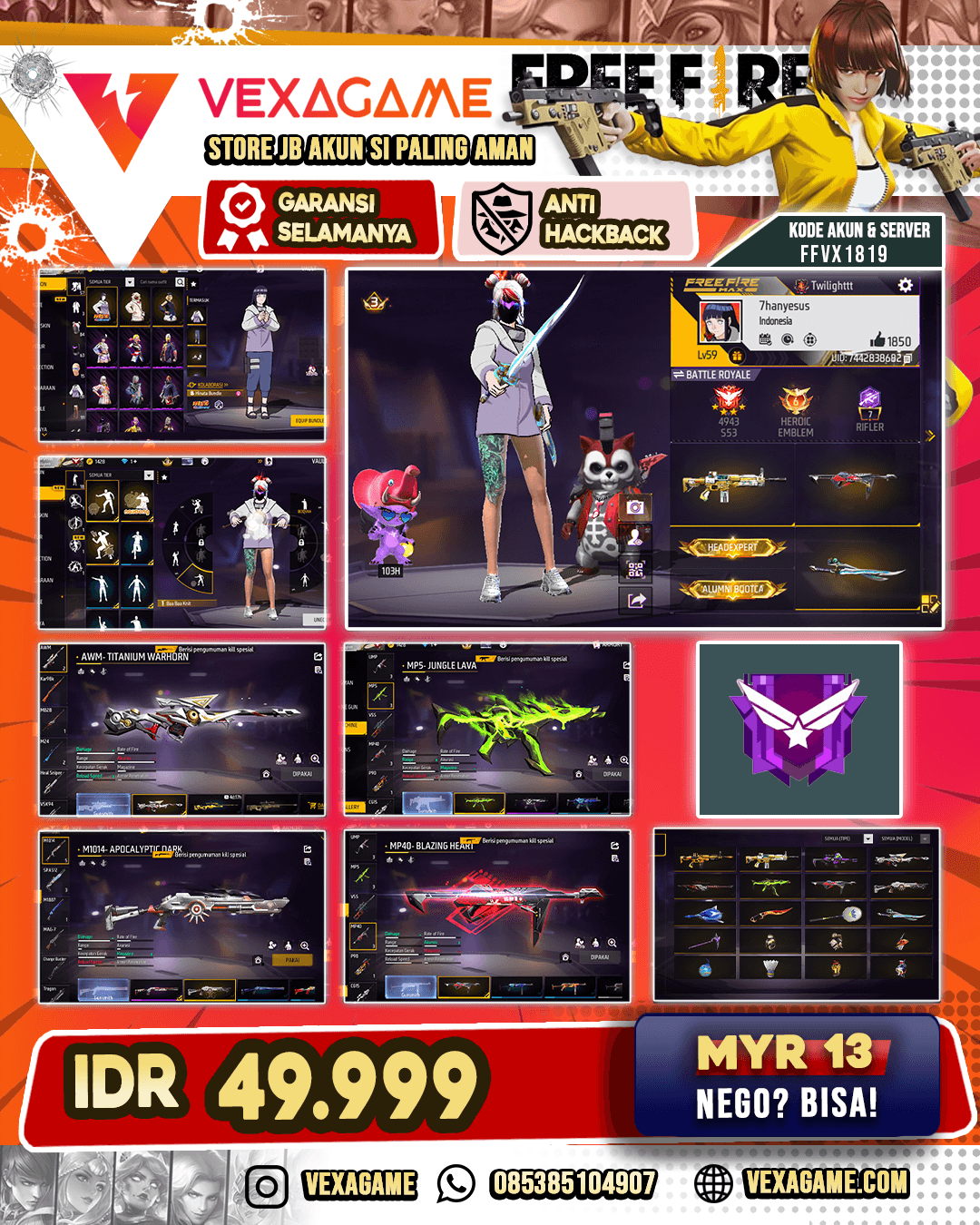 AKUN MURAH HARGA PELAJAR | MP40 INCU | SG PANJANG INCU |  VAULT 130++