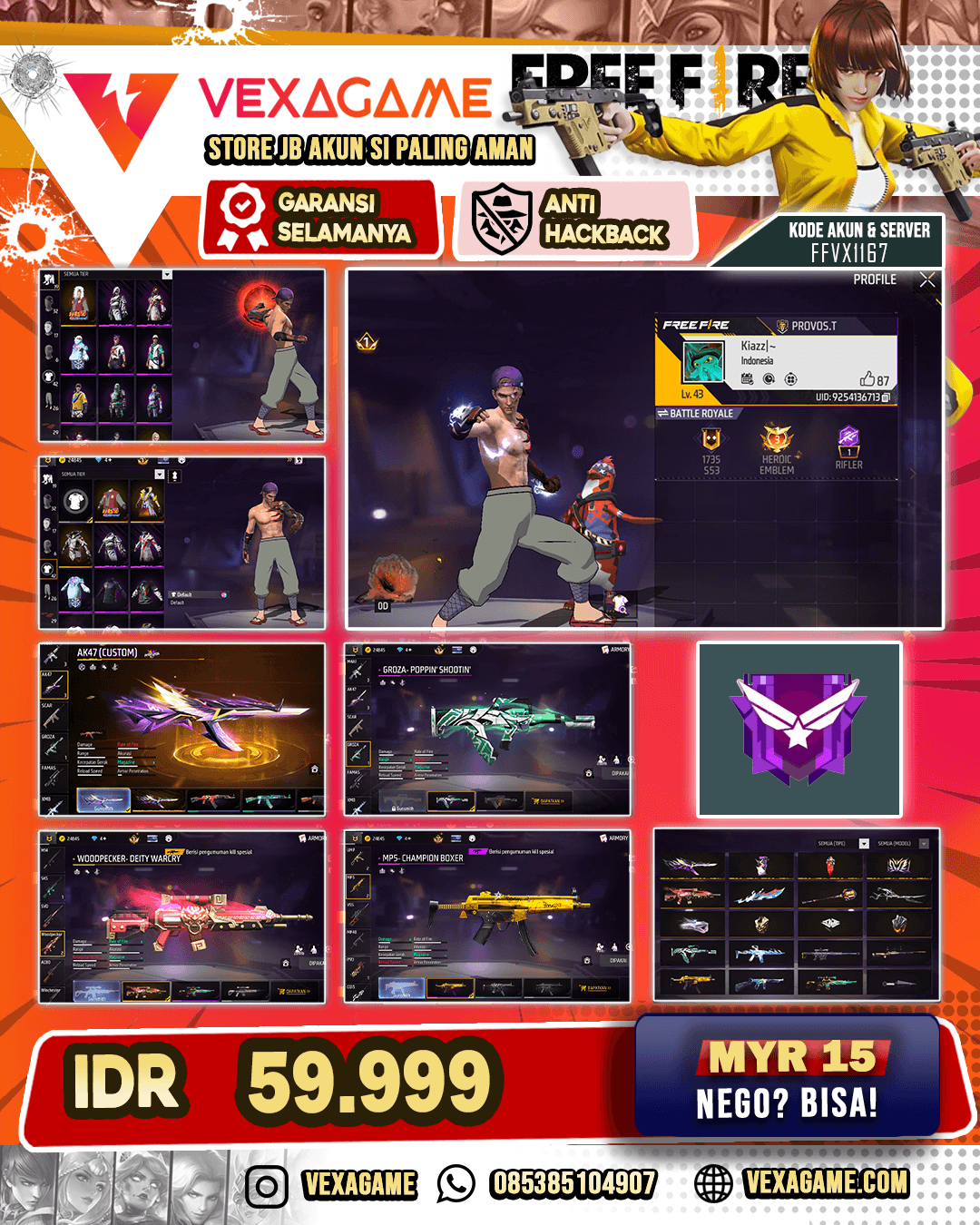 AK47 Paradox | Groza Poppin Shootin | Woodpecker Deity Warcry | MP5 Champoin Boxer | Bundle Jiraiya