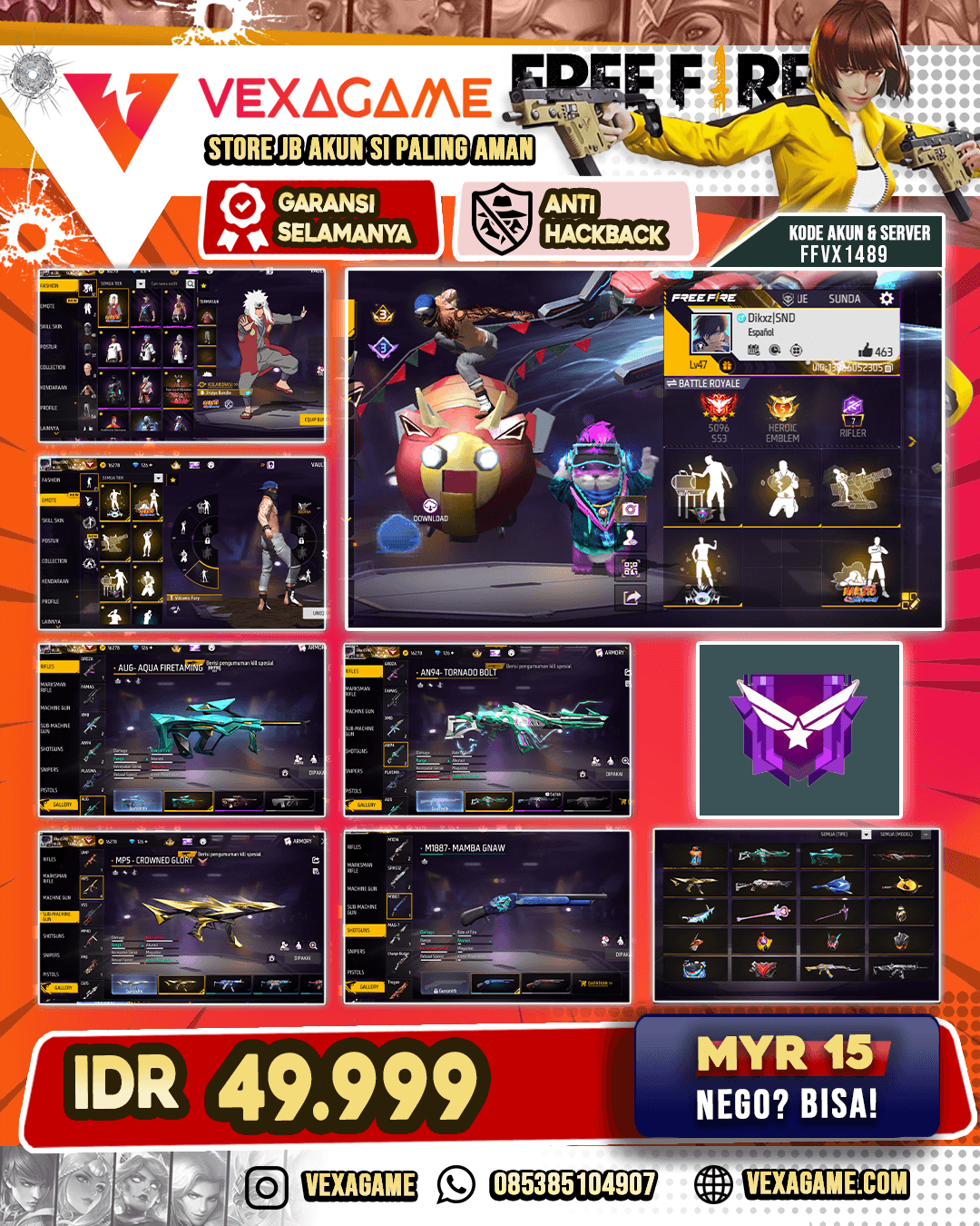Bundle Jiraiya | AN94 Tornado Bolt | AUG Aqua Firetaming | MP5 Crowned Glory | SG Mamba