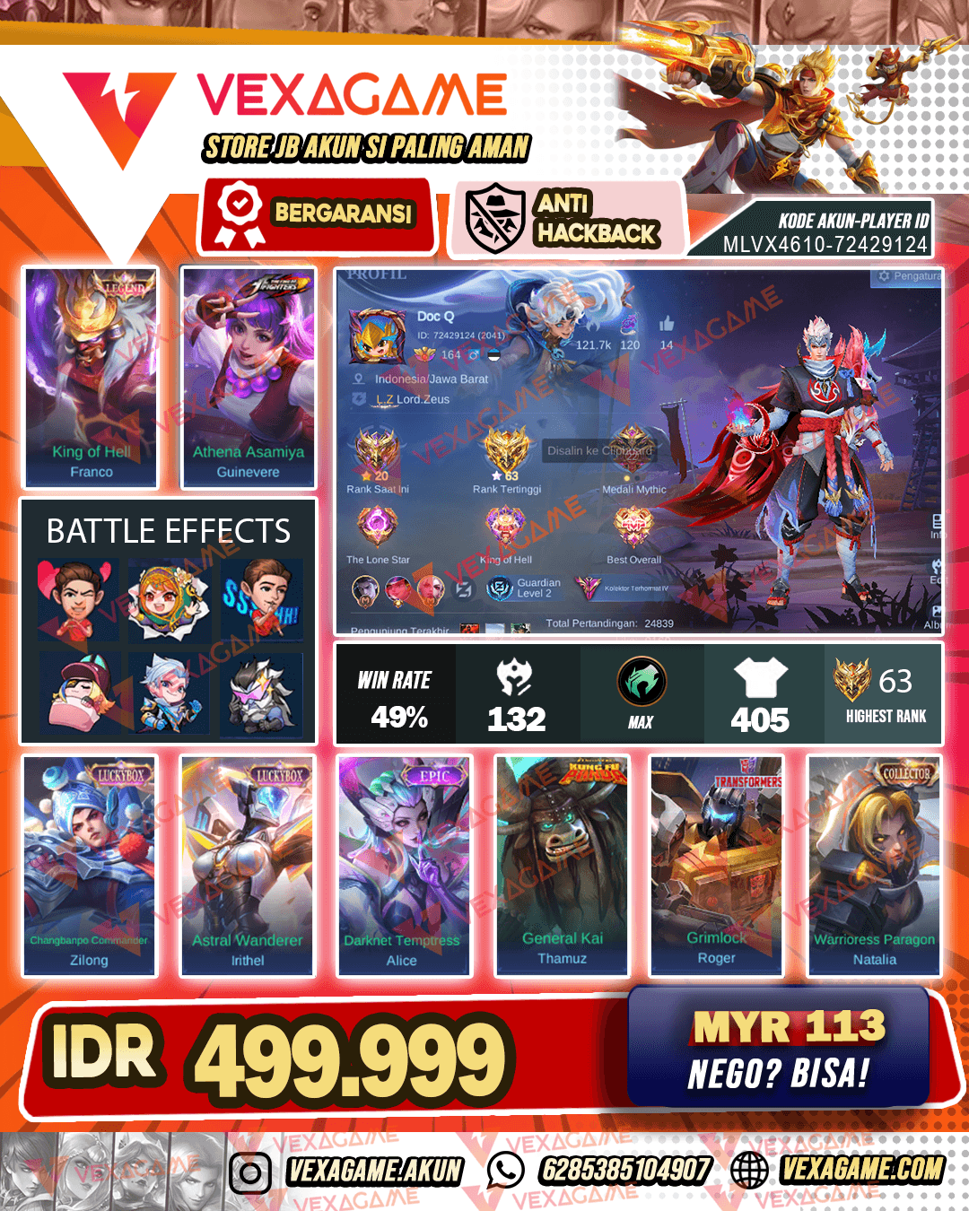Franco Legend | Guinvere KOF | 2 Luckybox | Emblem MAX & Hero MAX