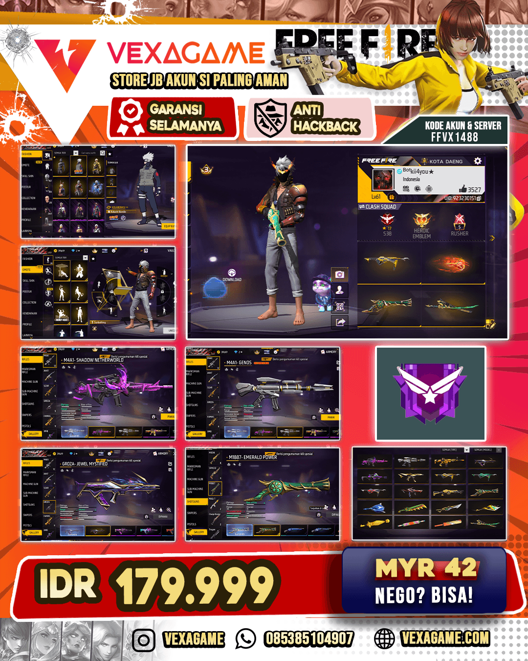 Kakashi ON | Backpack Tsunade | M4A1 Genos | M4A1 Shadow Netherworld | GROZA Jewel Mystified | SG Terompet