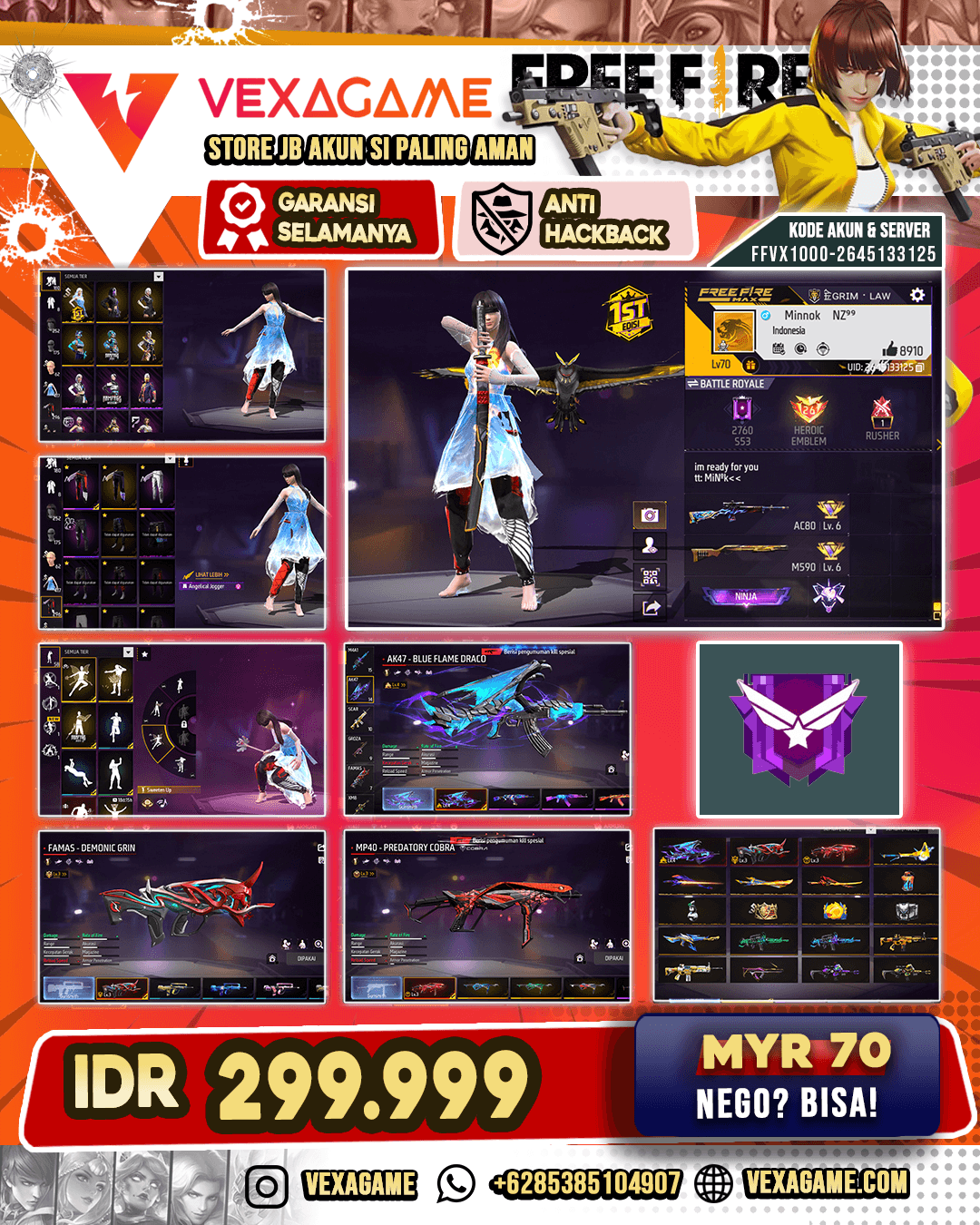AK47 EVO LV.3 | FAMAS EVO LV.3 | MP40 EVO LV.3 | AWM CRIMSON FIREHORN | KATANA KENDOKA | KATANA MIDNIGHT SABER