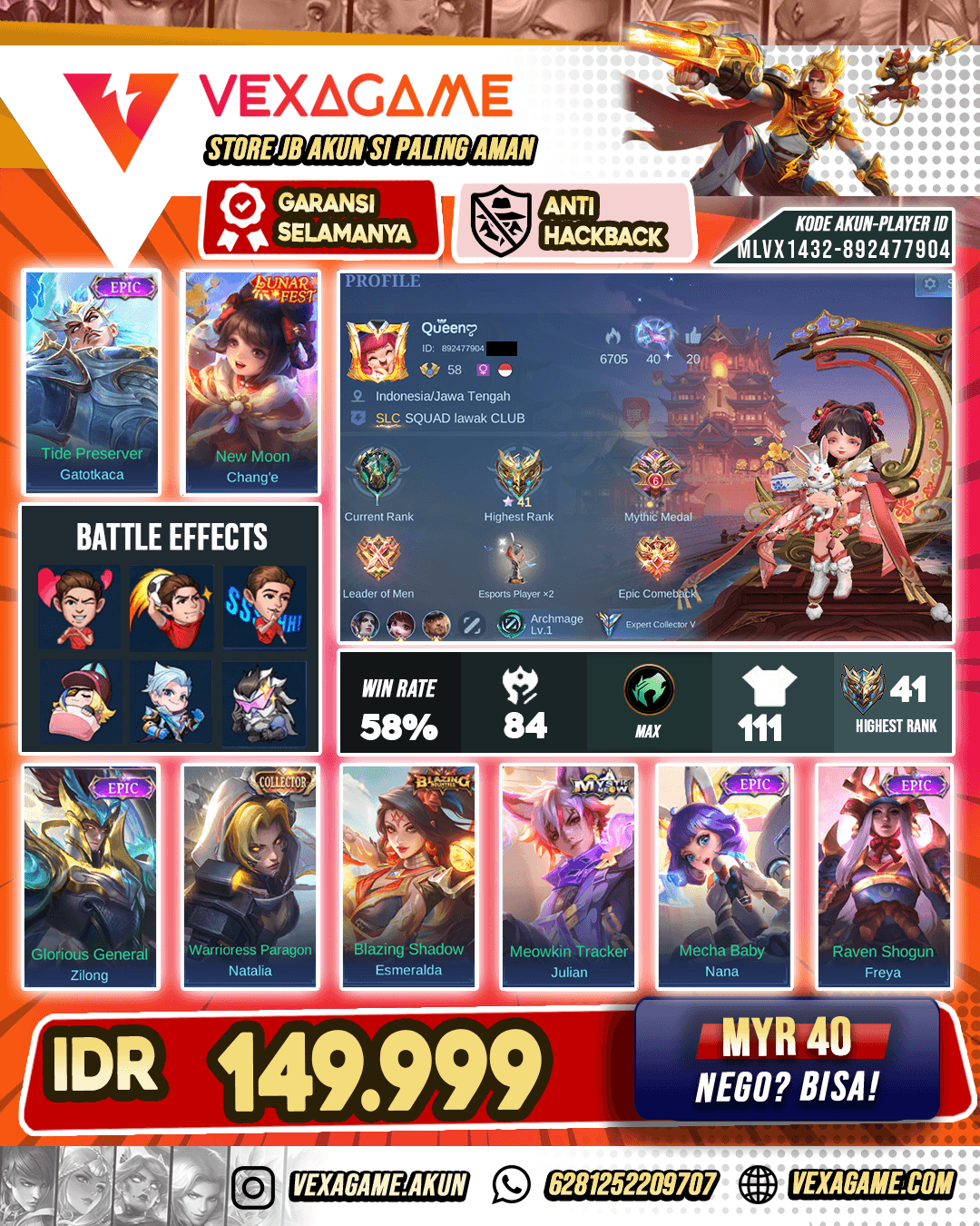 Chang'e Lunar X Gatotkaca Epic