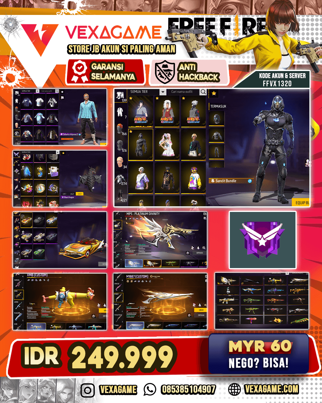 SG GURUN | EVO MP5 OTW MAX | XM8 SCREAMING CHIKY | 3 BUNDLE NARUTO | VAULT 250++