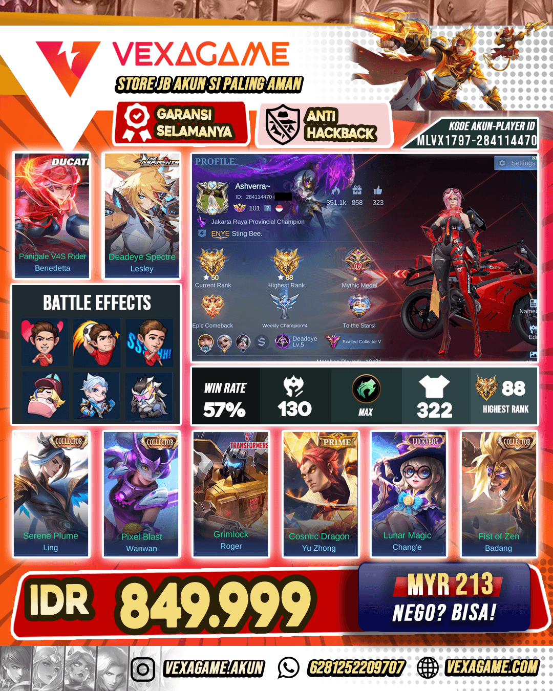 Benedetta Ducati X Lesley Aspirant X Vexana Aspirant X Badang Collector X Ling Collector X Wanwan Collector