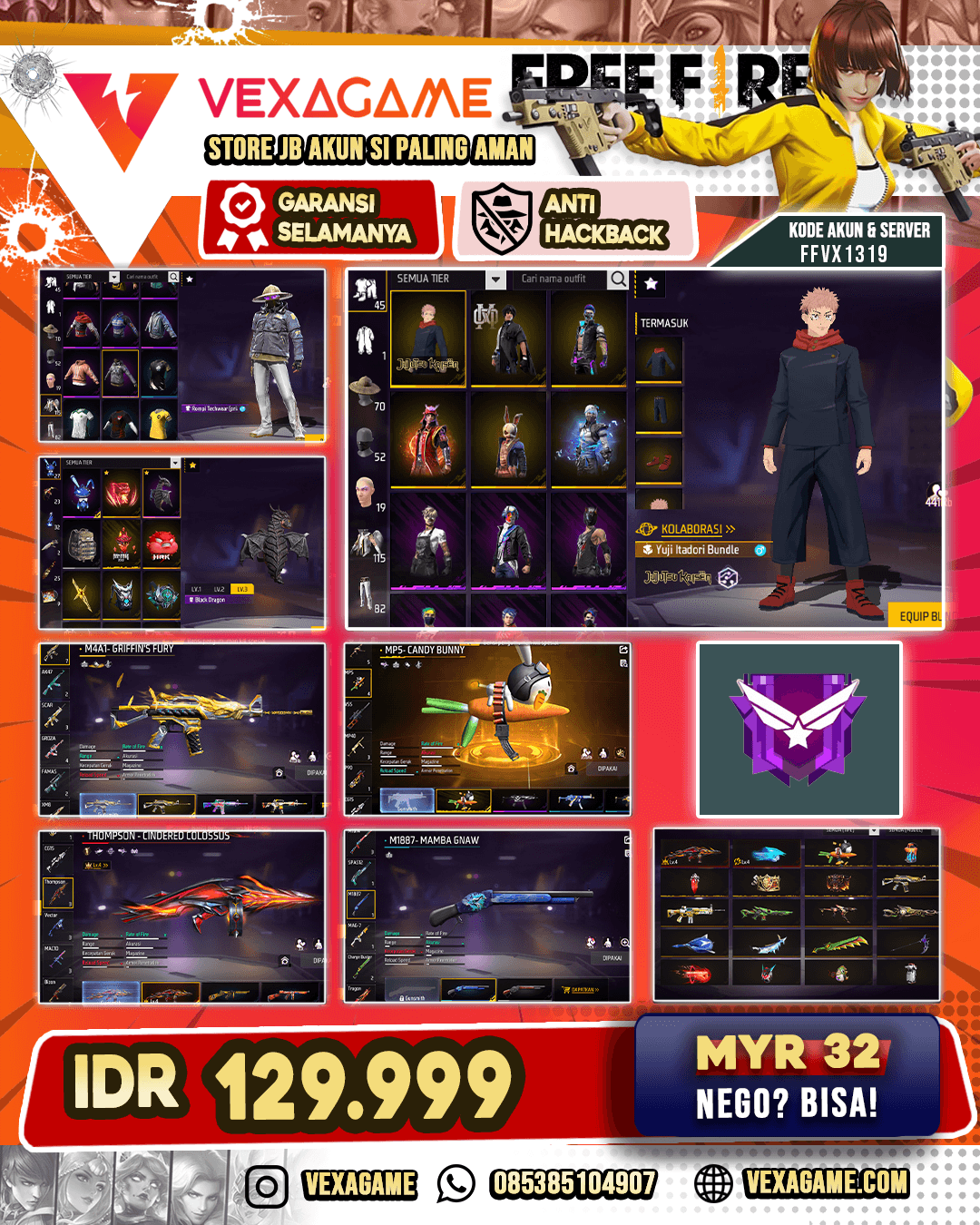 2 EVO LVL-4 (TOMPSON & DRACHEN FIST) | MP5 CANDY BUNNY | BUNDLE JJK | TOPI JERAMI | VAULT 100++