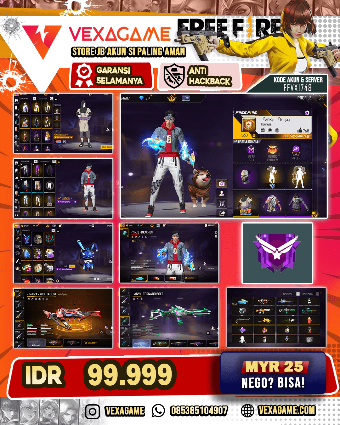 Bundle Orochimaru x Sculpted | Celana Angel Putih | Tinju MAX | Groza Yuji Itadori | AN94 Tornado Bolt