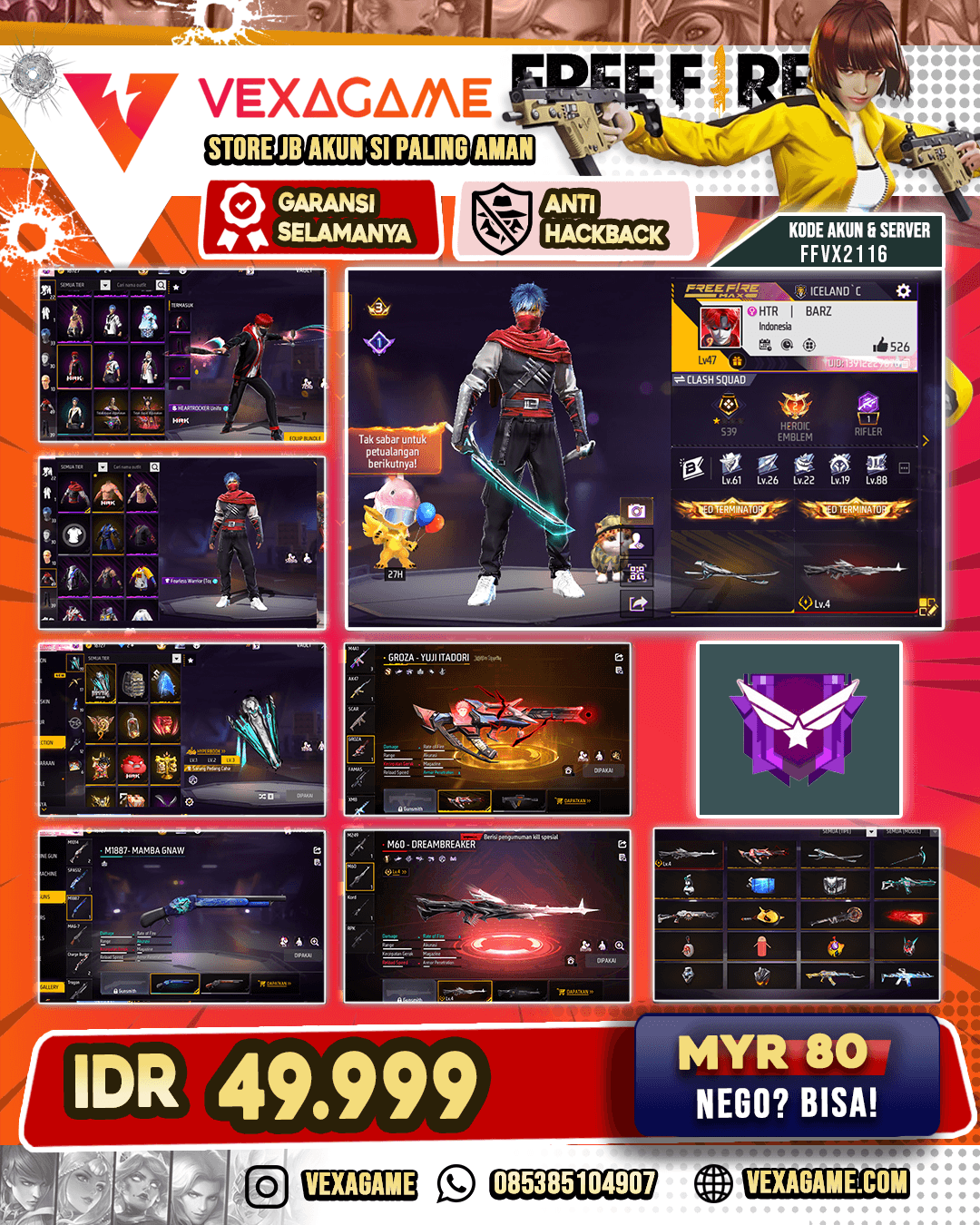 1 EVO LV 4 | SG MAMBA | GROZA YUJI ITADORI | AN94 TORNADO BOLT | KATANA ON | WRAITH PATROL BUNDLE | HEARTROCKER UNIFO BUNDLE | VAULT 40++