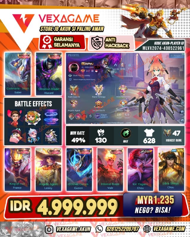 AKUN SULTAN!!! 6 Legend | 8 KOF | 4 CC | Skin Limited Banyak !! | Ex Immortal | Recall Tas Tas