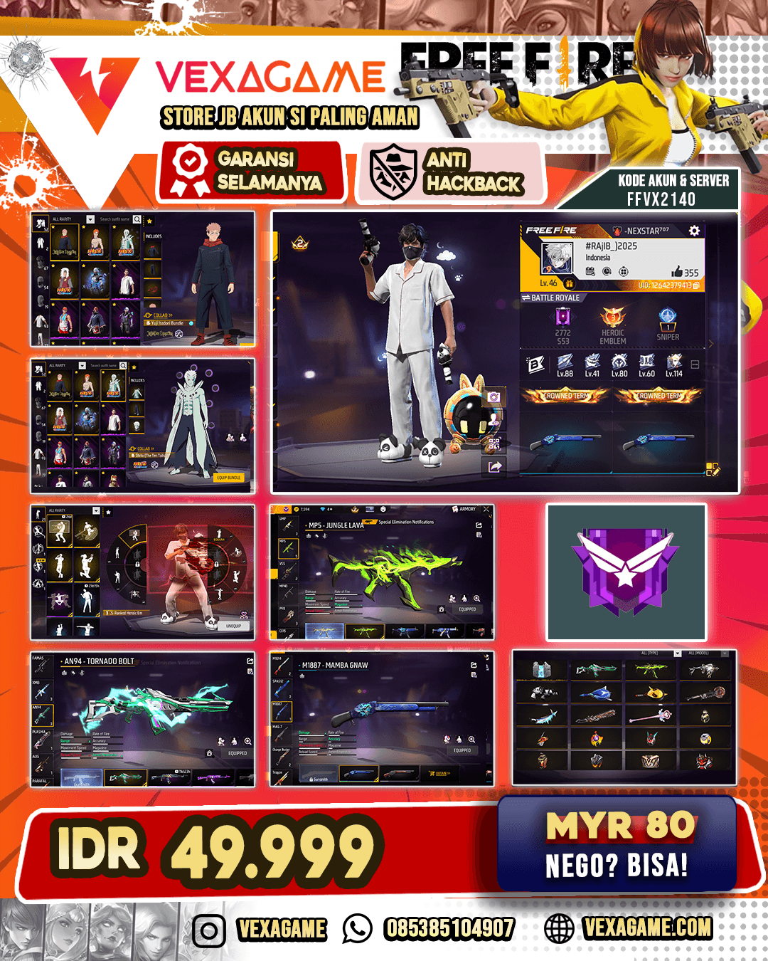 Bundle Yuji X Obito | AN94 Tornado Bolt | Vector Cobble | MP5 Lava | SG Mamba