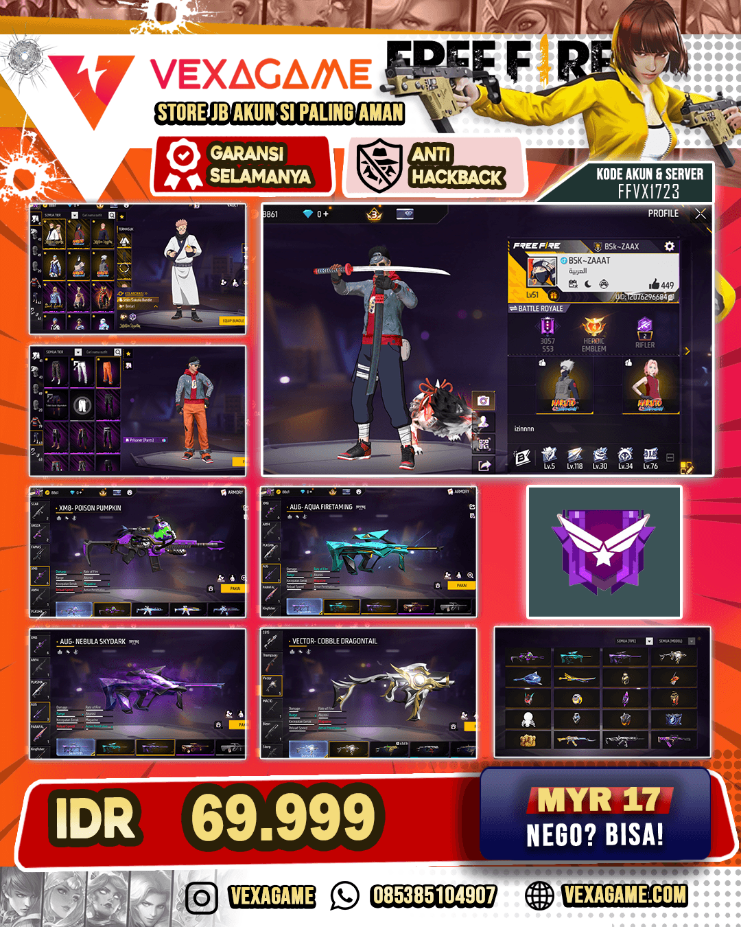Bundle Sukuna x Madara | Celana Penjara | AUG 2 Rasa | XM8 Poison Pumpkin | Vector Cobble