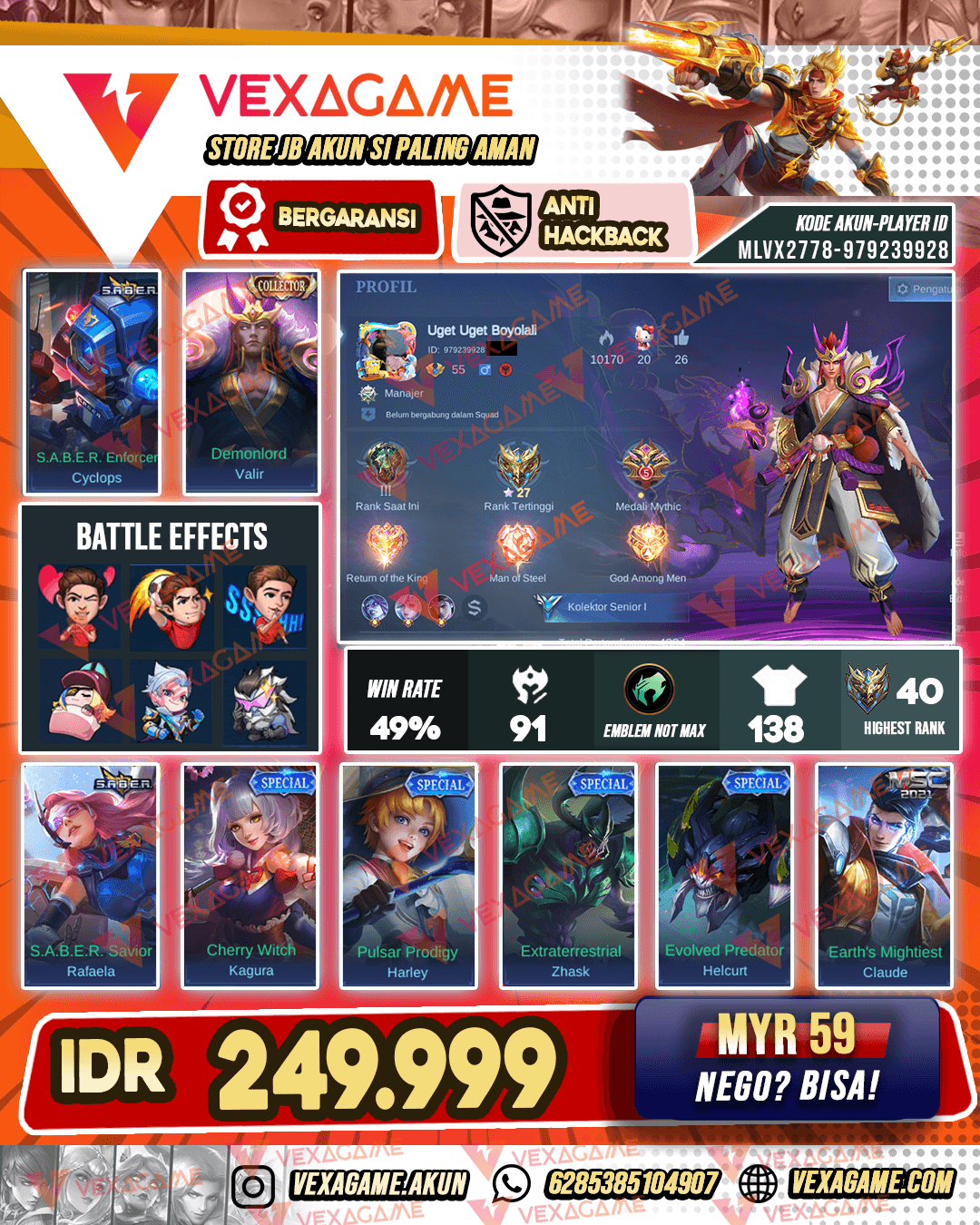Valir Collector | Polosan (PENGGANTI AKUN KE HB)