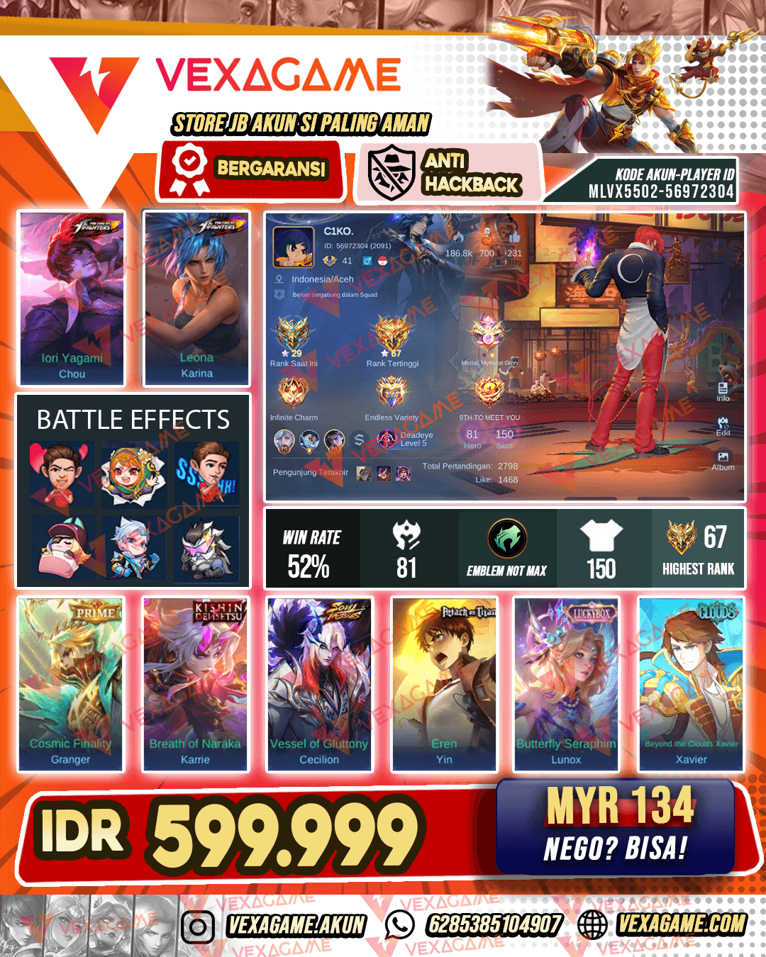Chou KOF | Hanabi Kishin | Cecilion Soul Vassel | Xavier Clouds
