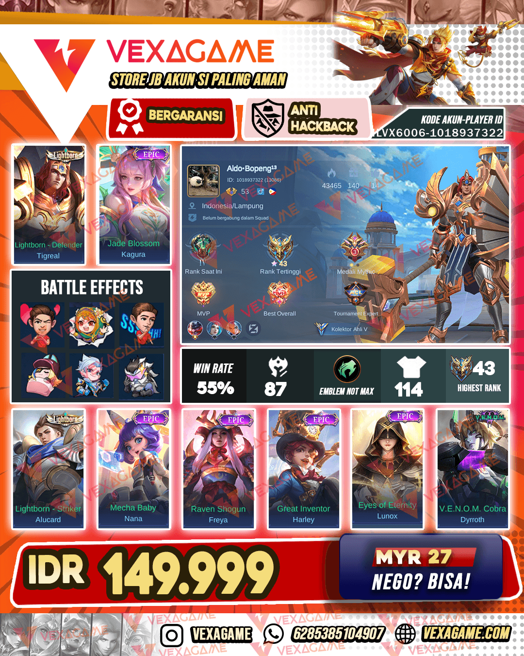 Tigreal Lightborn | Kagura Epic