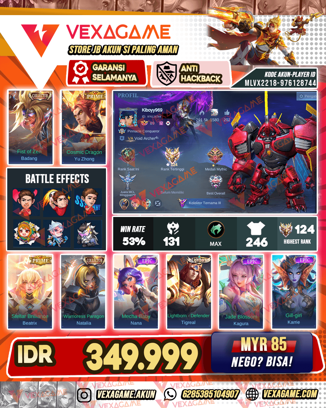 Badang Collector | Yu Zhong Prime X Beatrix Prime | Emblem MAX | Ex Immo