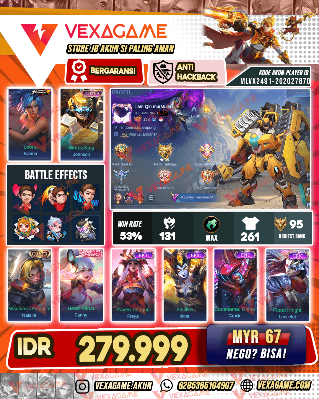 Jhonson Luckybox | Lancelot Epic | Emblem + Hero MAX