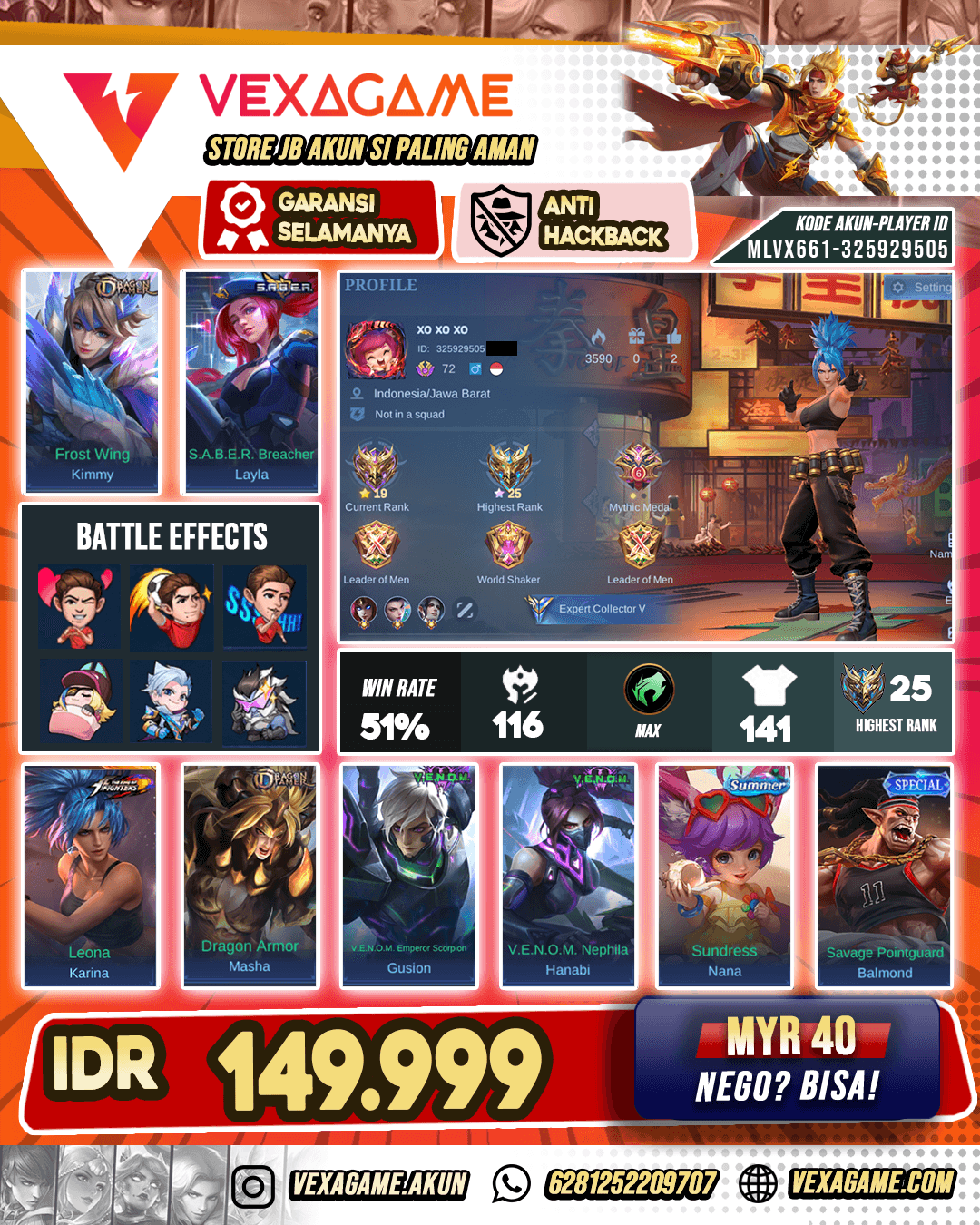 Karina KoF X Kimmy Dragon Tamen Murah