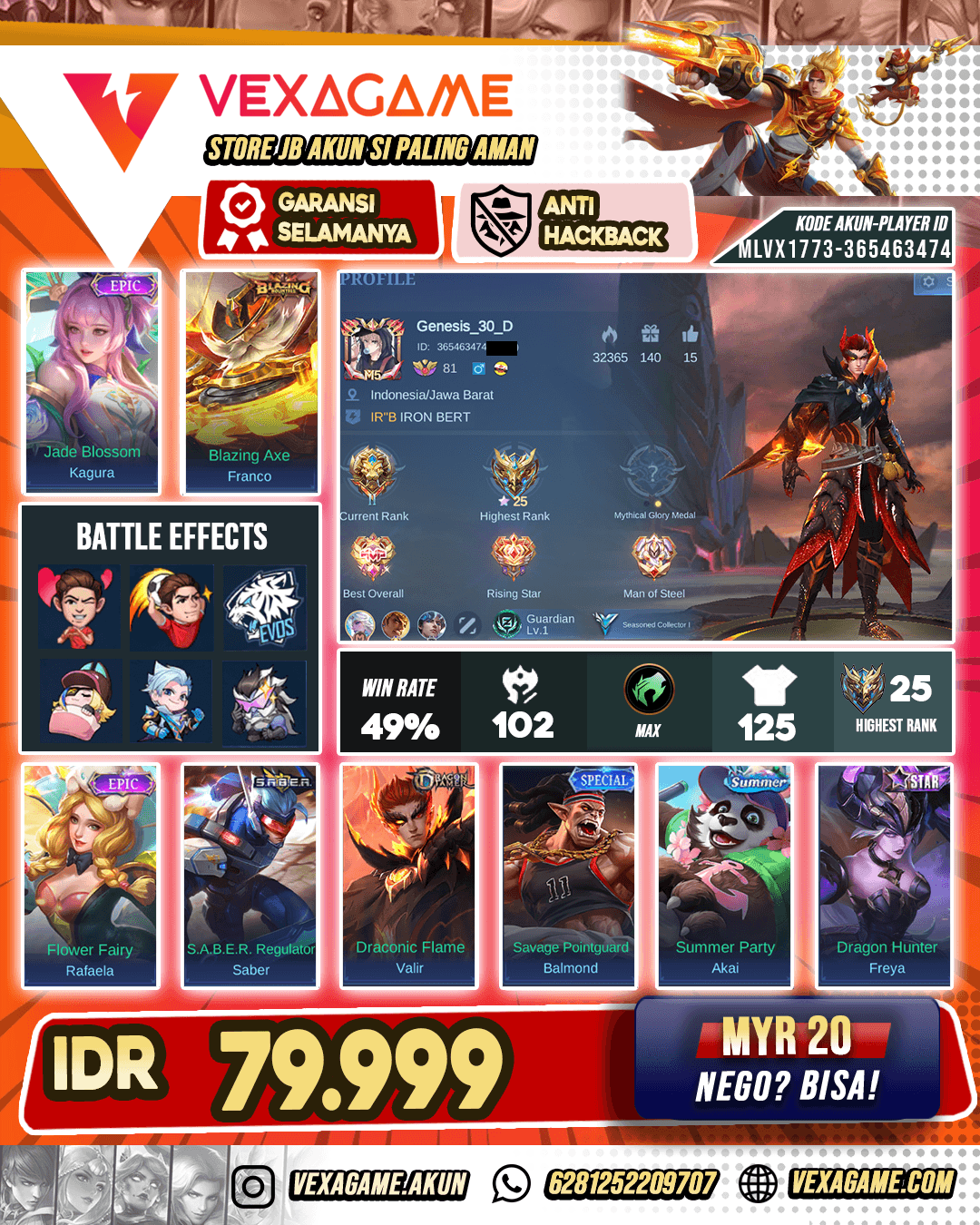 Kagura Epic X Franco Blazing | Akun Murah