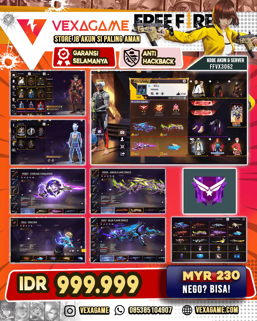 8 EVO - 4 MAX - 4 OTW Gemuk | SG Lumut | Face Joker V2 | Bundle Sukuna | Void On | C-Angel Merah | Animasi Med Kit | Vault OTW 500