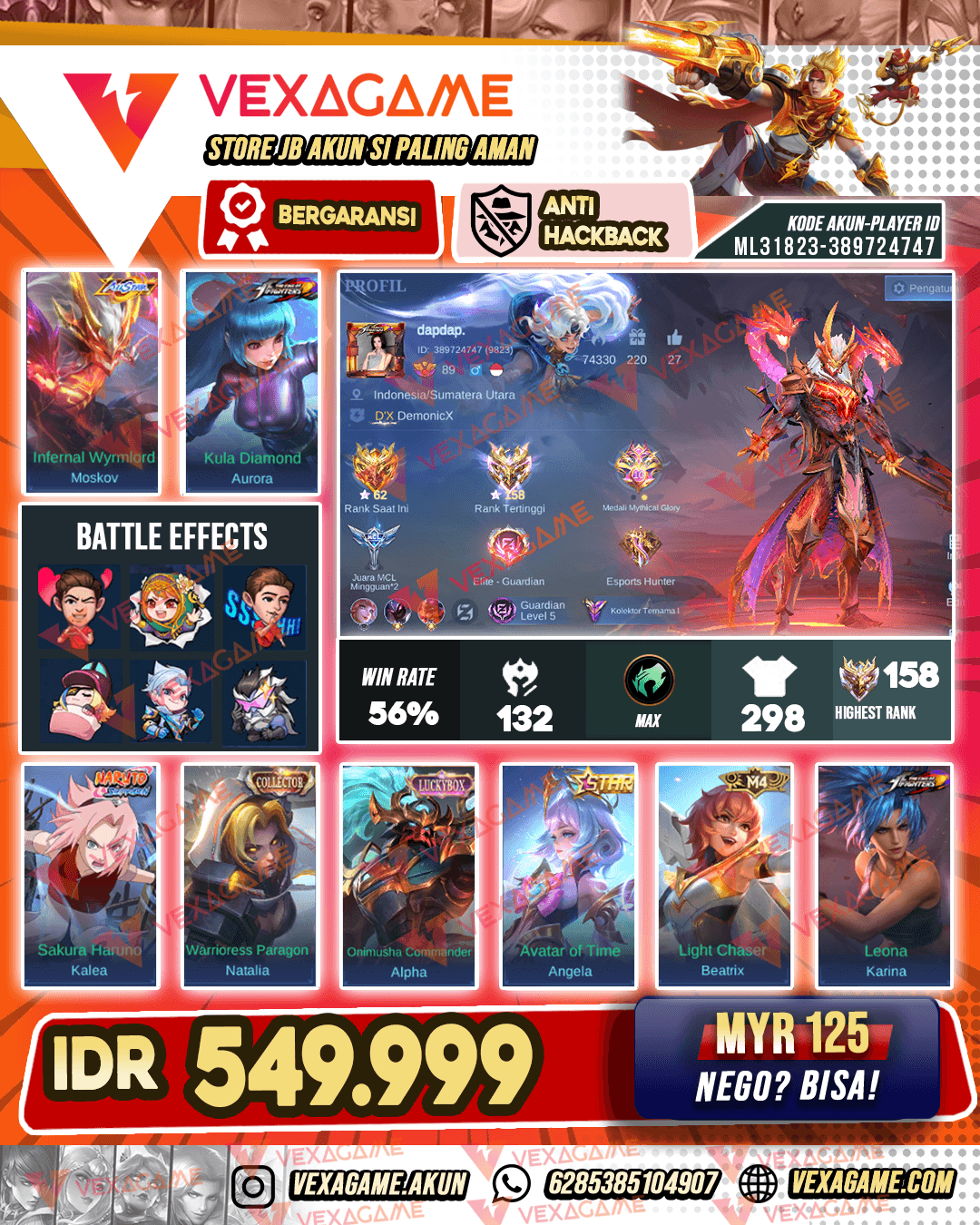 Moskov All Star | Aurora KOF | Kalea Sakura | Emblem MAX & Hero MAX | Ex Immortal | Recall Tas Tas