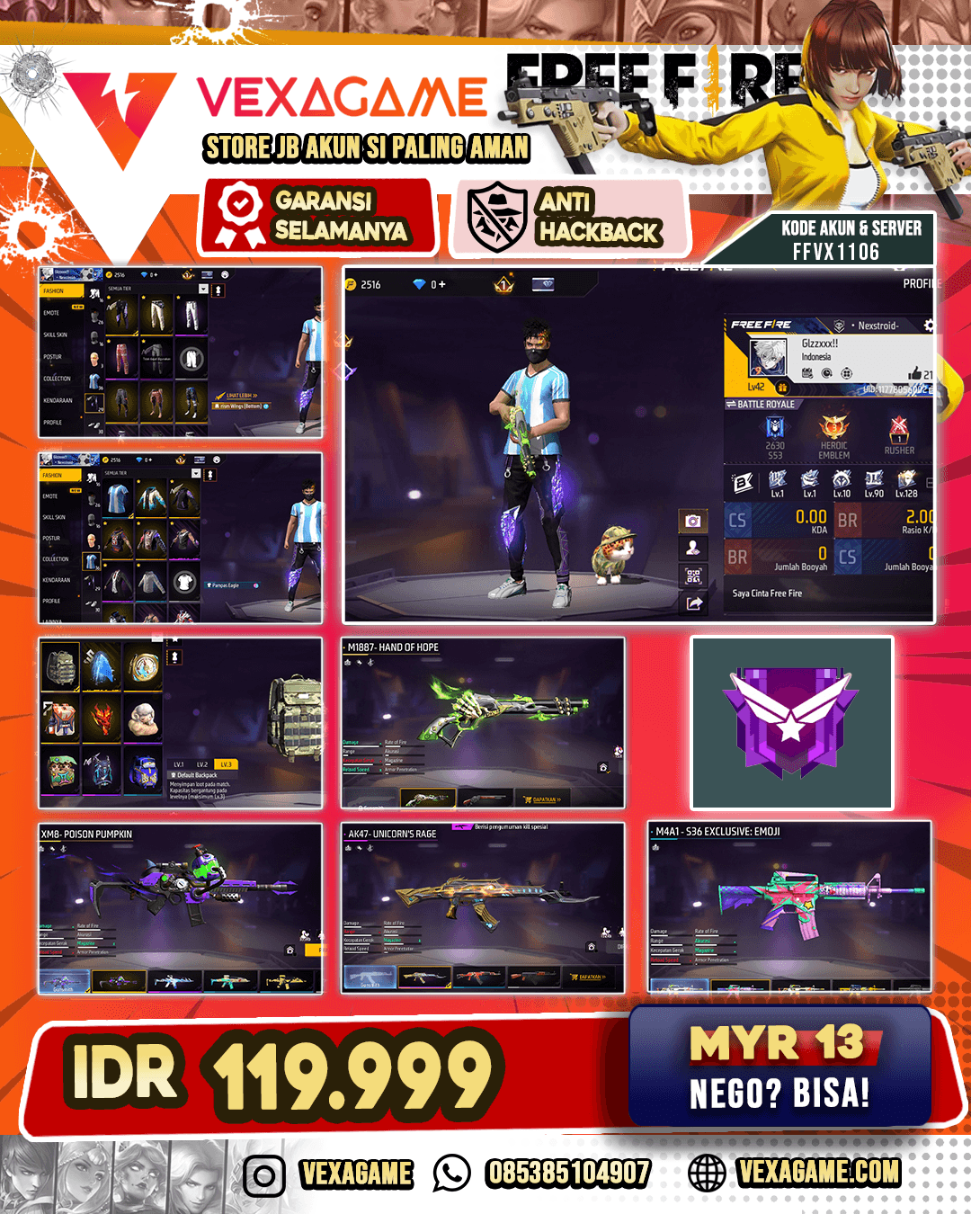 SG Lumut | XM8 Poison Pumpkin | AK47 Unicorn's Rage | Celana Angel