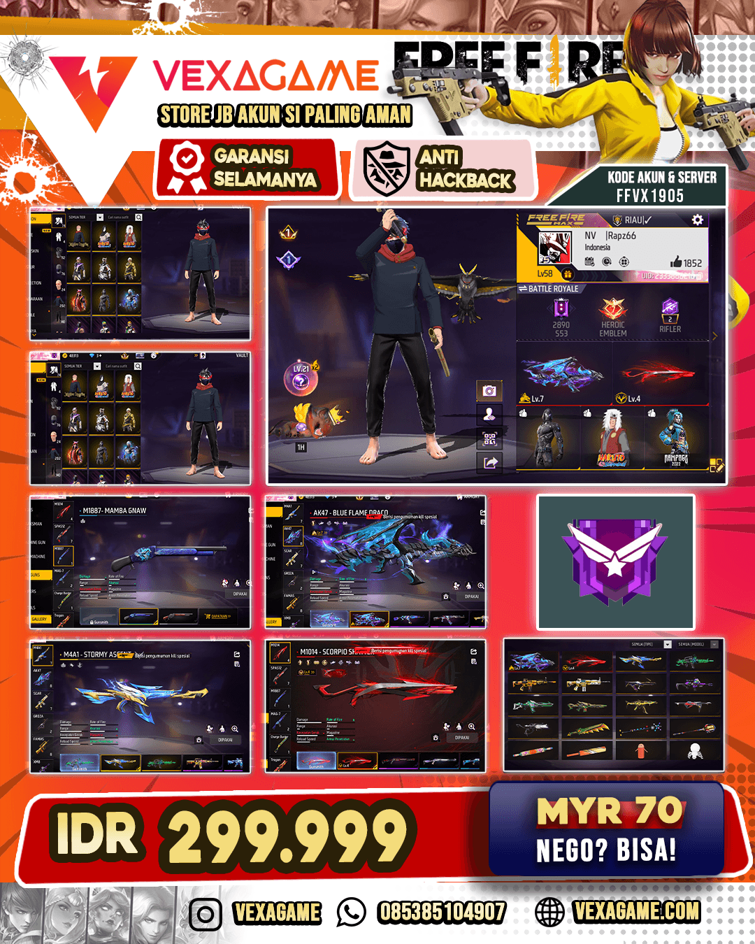 EVO AK47 MAX | EVO SG PANJANG OTW GEMUK | KATANA ON | VAULT 200++ | 2 BUNDLE NARUTO | BUNDLE JJK | BUNDLE BANDIT | NYEKER ON