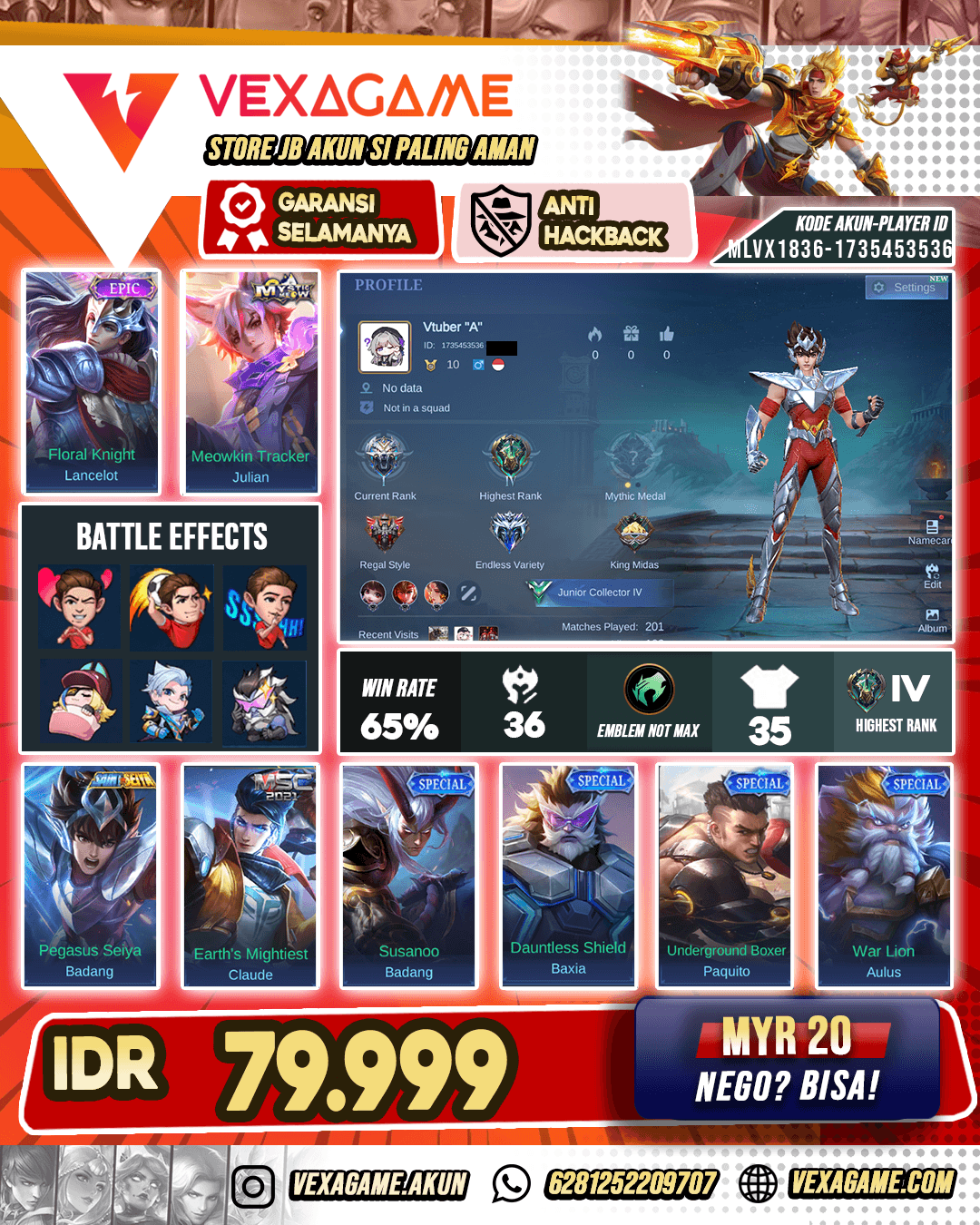 Lancelot Epic | Akun Murah Polos