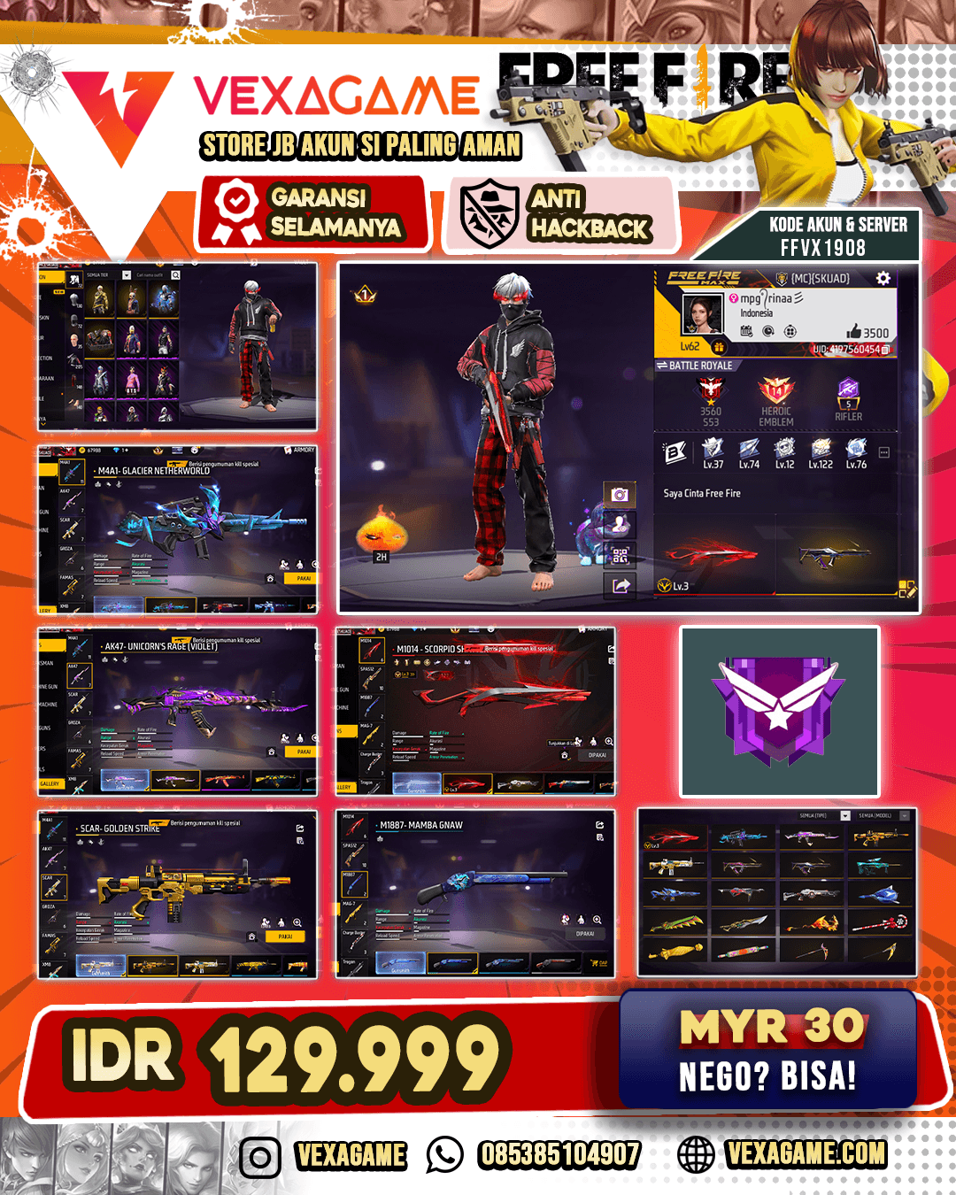 EVO SG PANJANG | AK47 UNICORNS RAGE | SCAR GOLDEN STRIKE | SG 2 RASA | VAULT 200++ | SEPATU JORDAN | NYEKER ON