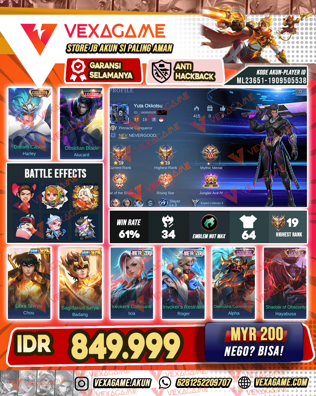 1 Legend | 2 Saint Seiya | 1 Metro Zero | 1 CC | Emblem MAX