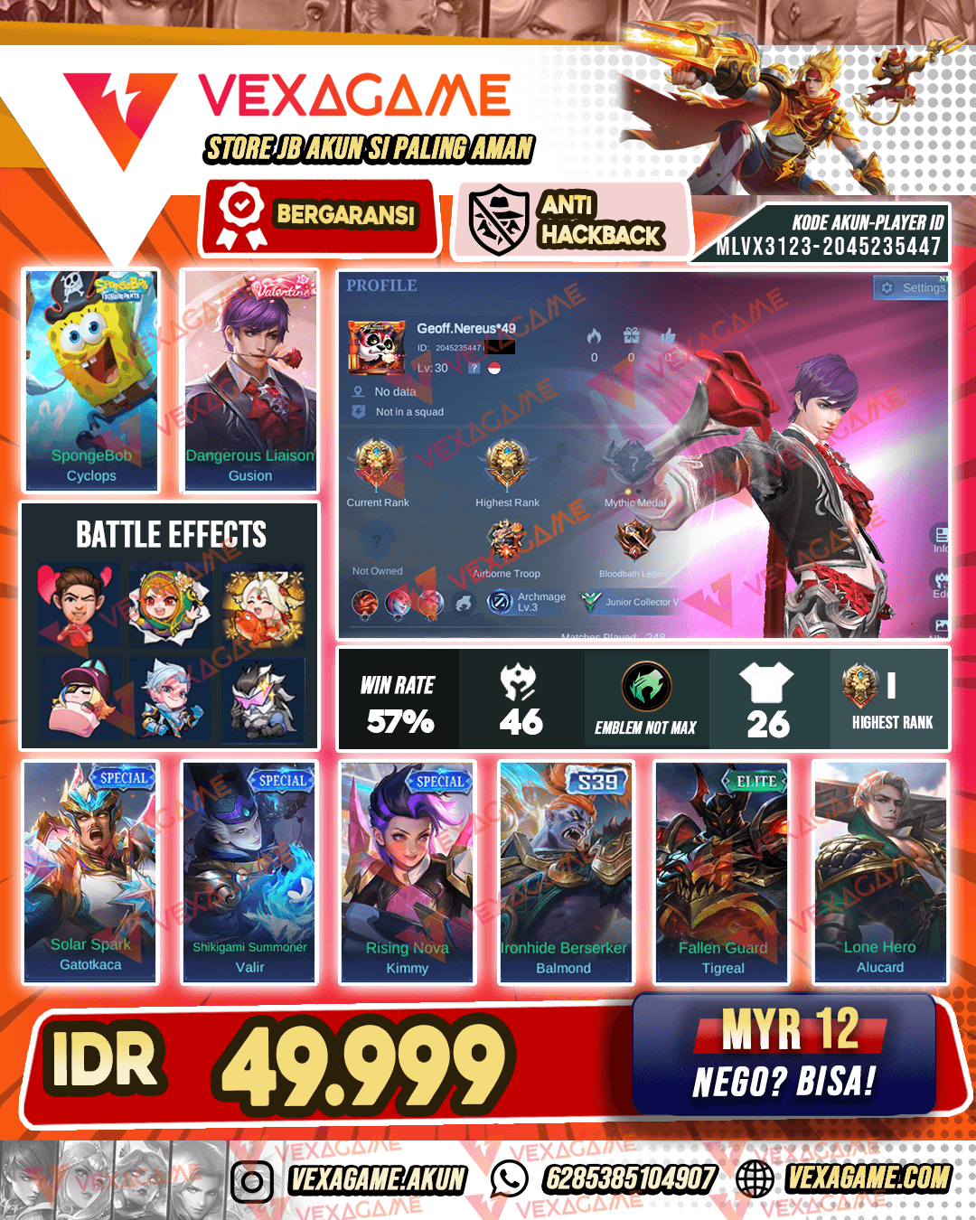 Gusion Valentine X Cyclops Spongebob