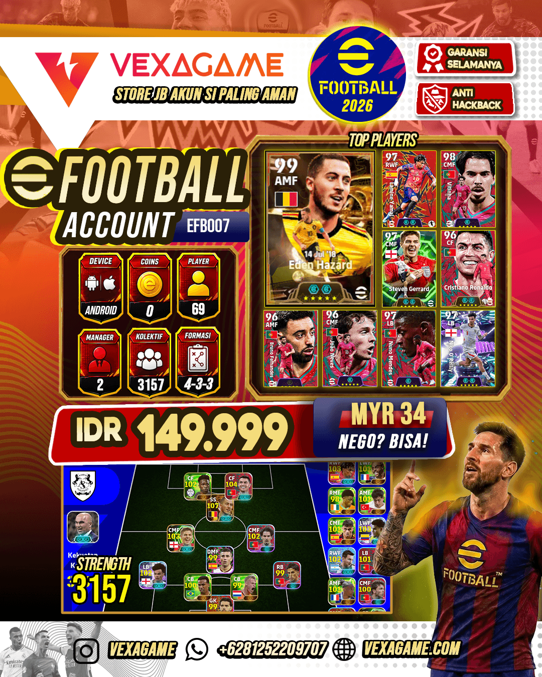 POWER 3157 | Eden Hazard  (Bigtime) | Nico O Relly (ShowTime) | Lamine Yamal (ShowTime) | Luis Diaz (ShowTime) | Lionel Messi (ShowTime) | Ronaldo (Epic) | Staven Gerrard (Epic)