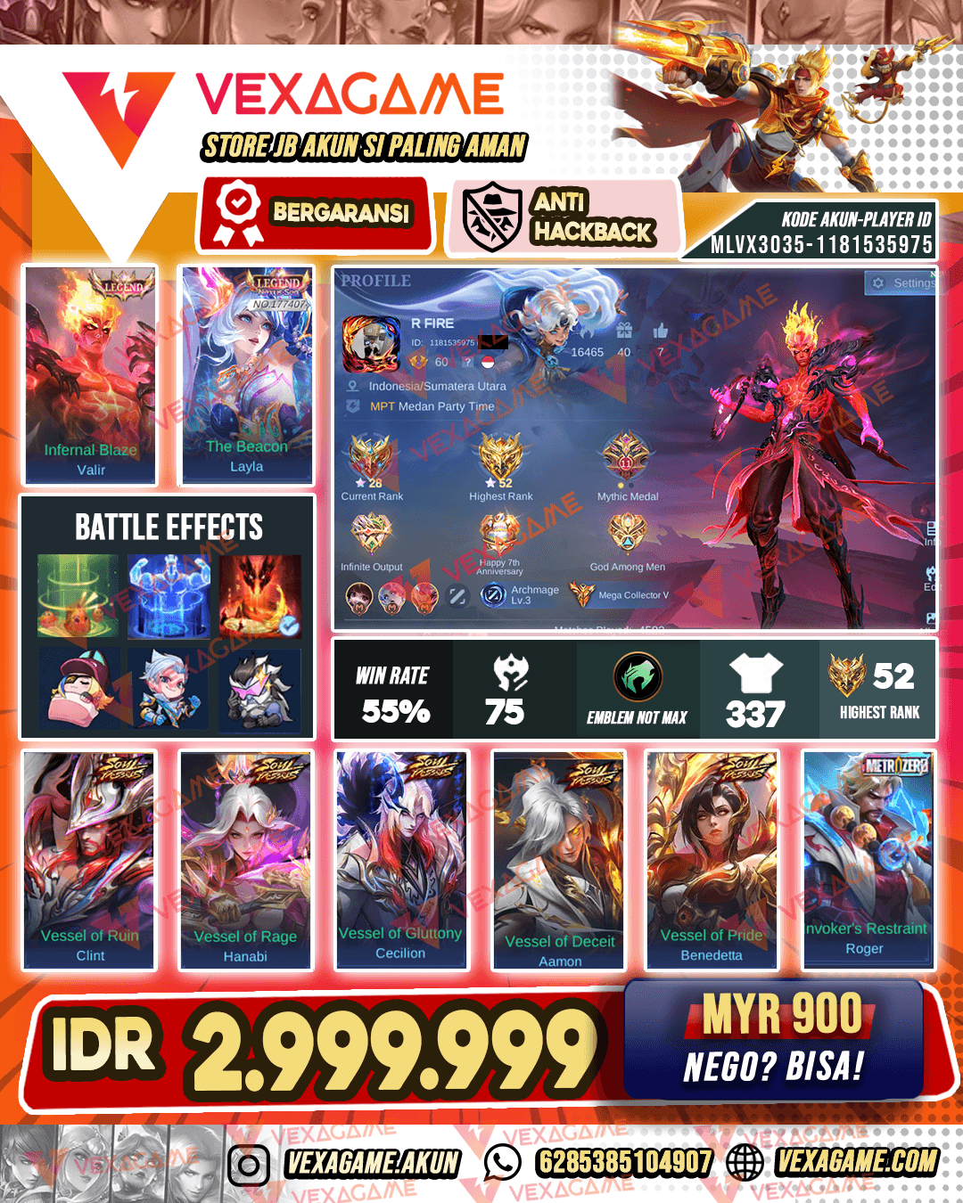 AKUN JURAGANN!! 2 Legend | 5 Soul Vessels | 3 Aspirants | 4 Collector | Emblem MAX | Recall TLPH
