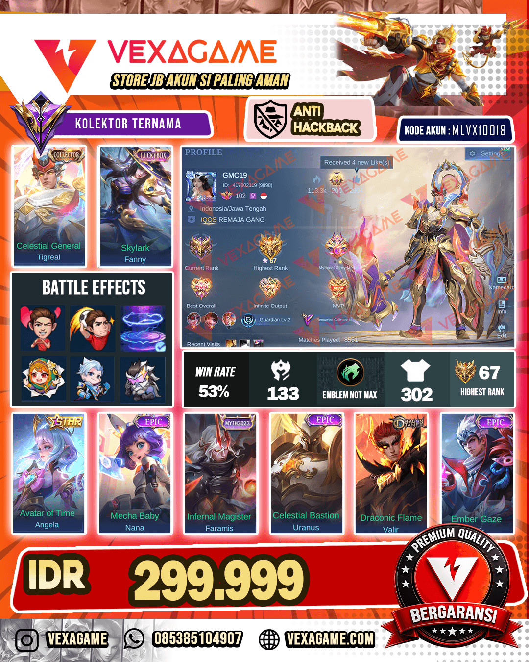 Tigreal Collector | Fanny Luckybox |  Tas Tas ON