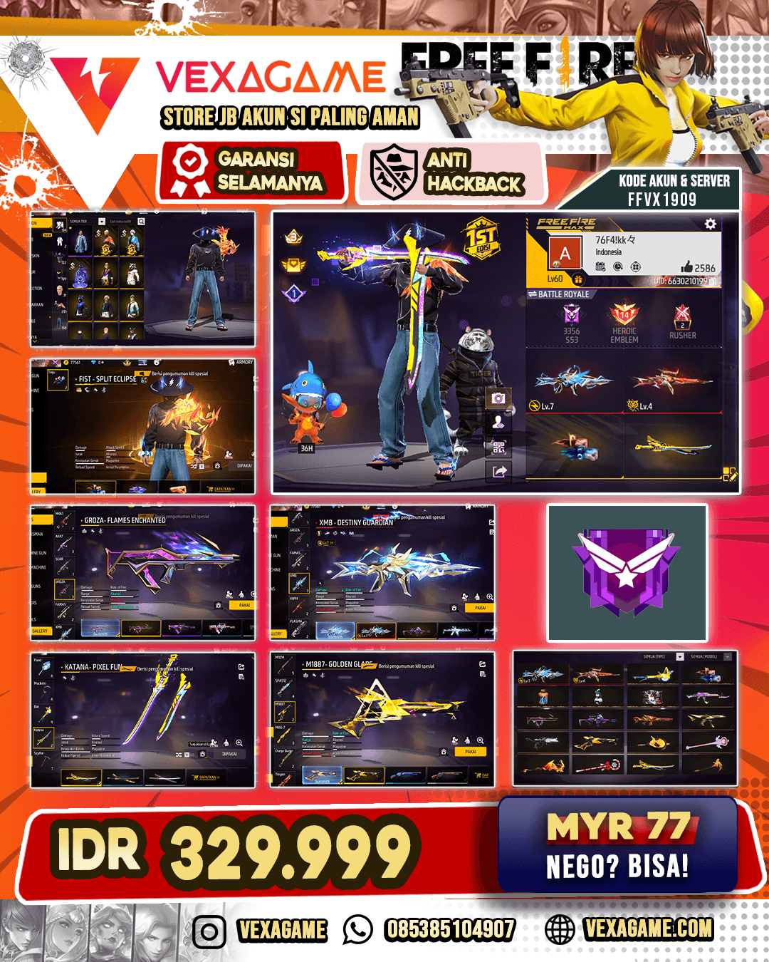 EVO XM8 MAX | EVO WP OTW GEMUK | TINJU ON | KATANA ON | SG 2 RASA | VAULT 200++ | GALACTIC BUNNY BUNDLE | 2 BUNDLE JJK | NYEKER ON