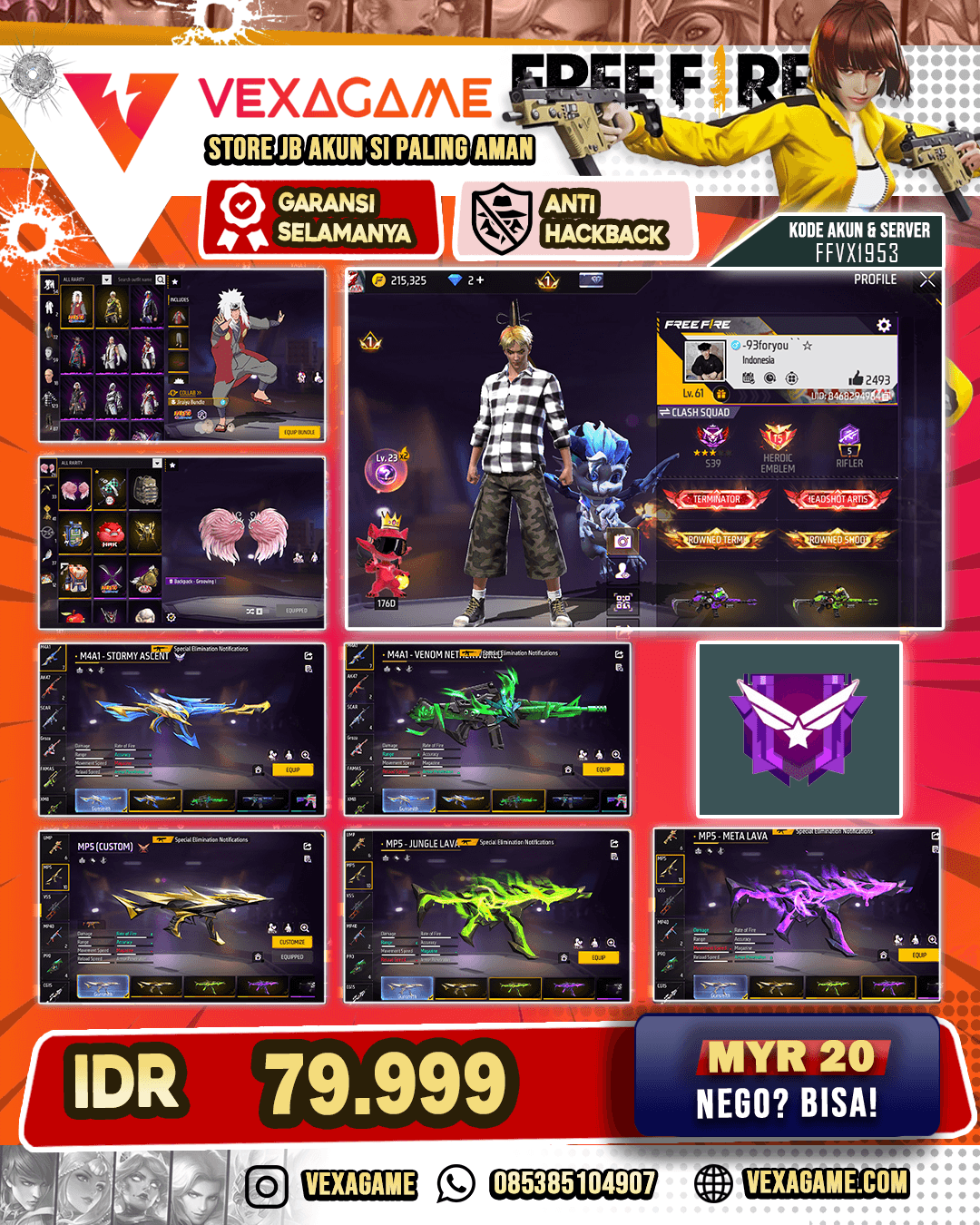 Bundle Jiraya | Vault 100++ | M4A1 Venom Netherworld | M4A1 Stromy Ascent | XM8 Toxic Pumkin | MP5 Meta Lava | SG Mamba