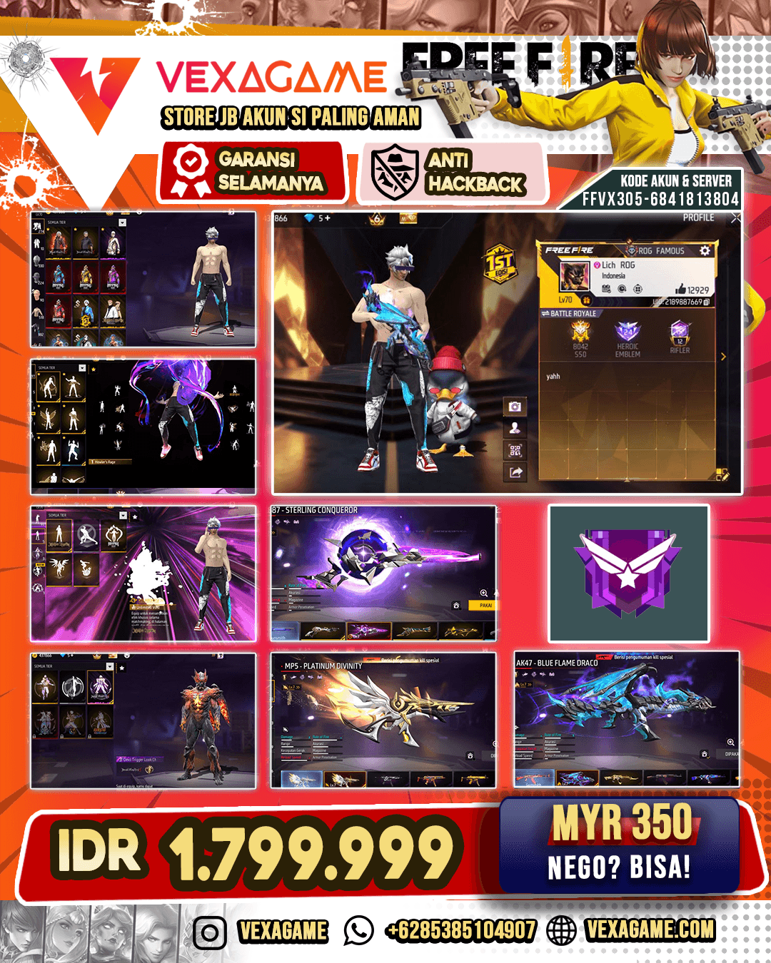 8 EVO 5 MAX | SG 5 Rasa | Vault 500++ | Akun Sultan