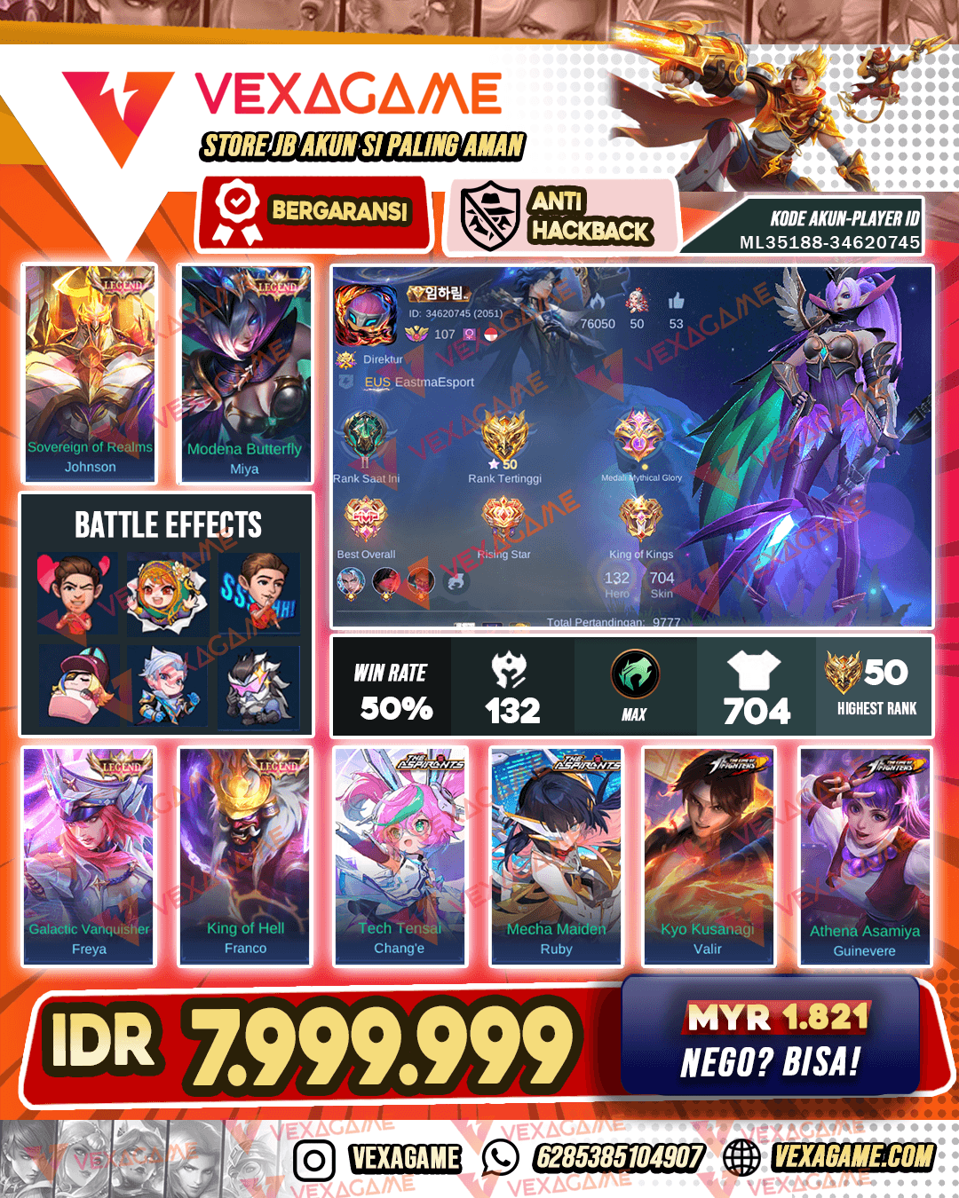 4 Legend | 3 Aspirants | 2 KOF | 2 HxH | 2 Naruto | Xavier JJK | Thamuz 11.11 | 16 Luckybox | 5 Collector | Emblem MAX & Hero MAX |