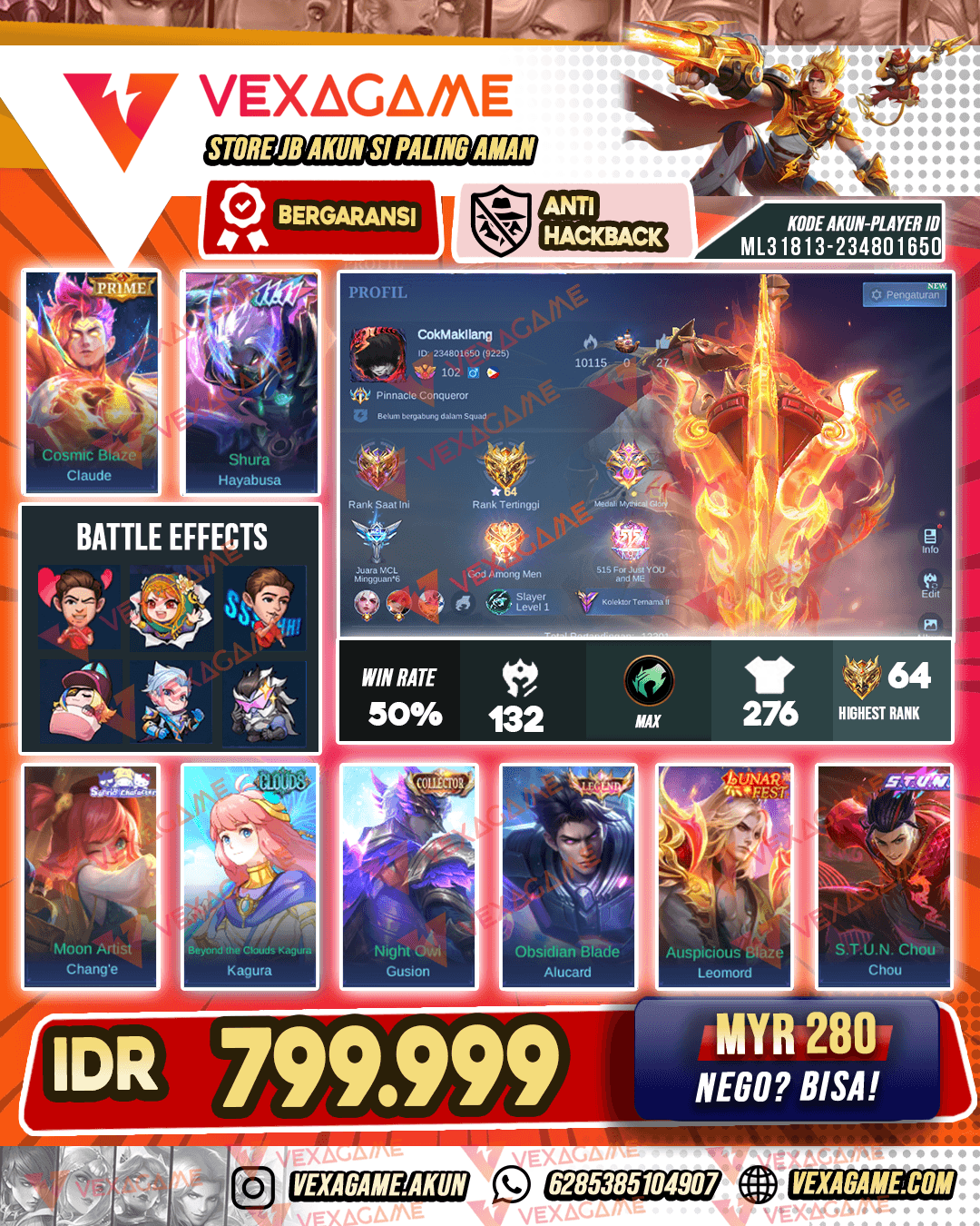 Alucard Legend | hayabusa 11.11 | Change Sanrio | Gusion CC