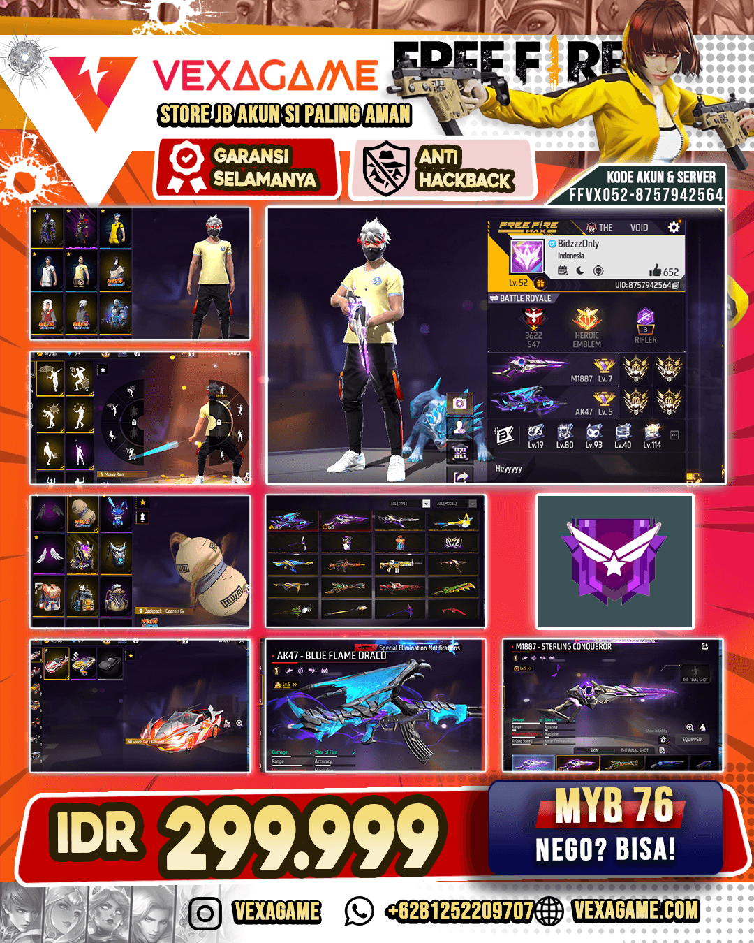 AK47 Blue Flame Draco Lv 5.  M1887 Sterling Conqueror Lv 5