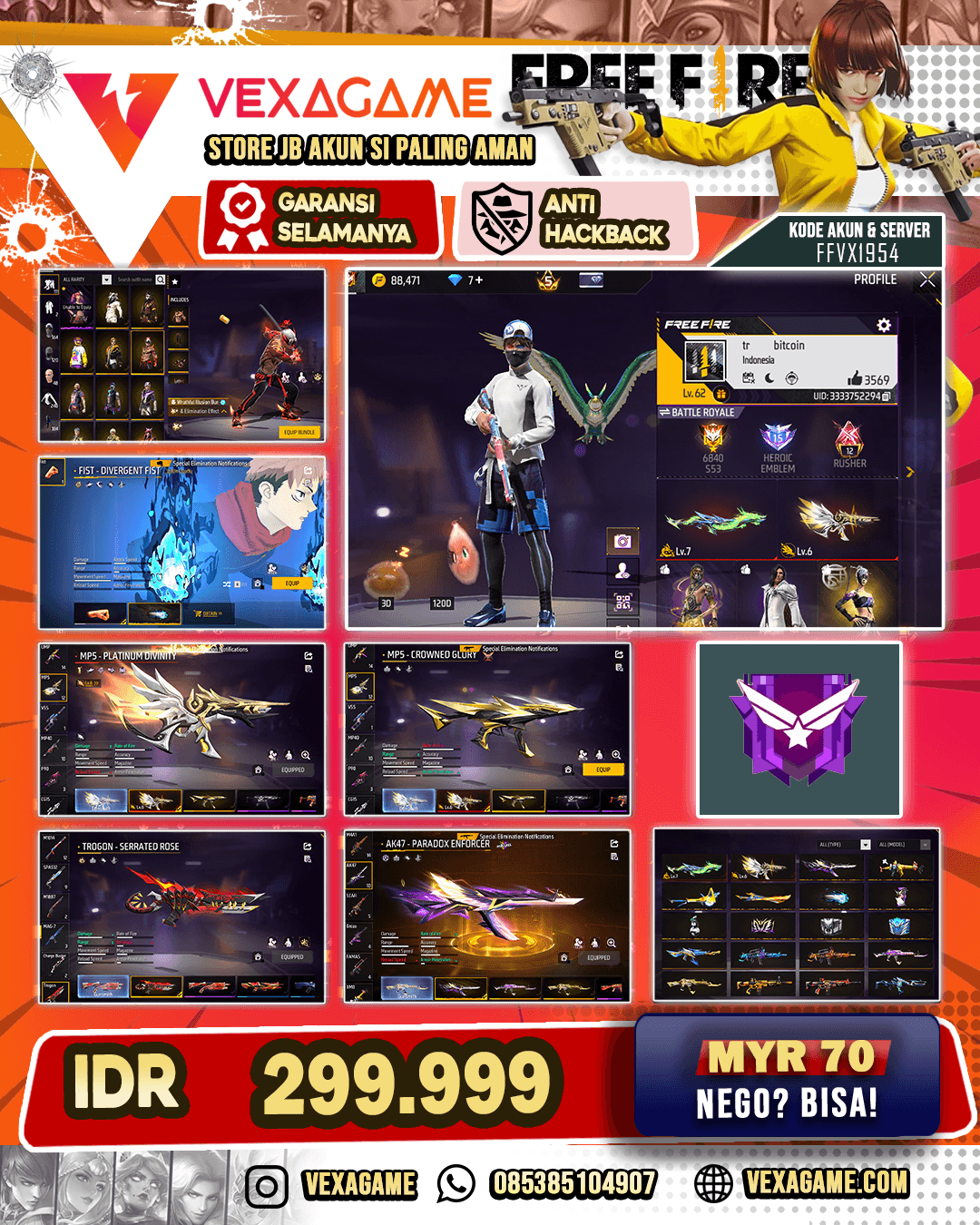 2 Evo 1 MAX 1 OTW MAX | Katana On | AK47 Paradox Enforcer | MP5 Crowned Glory | Tinju On | Vault 200++