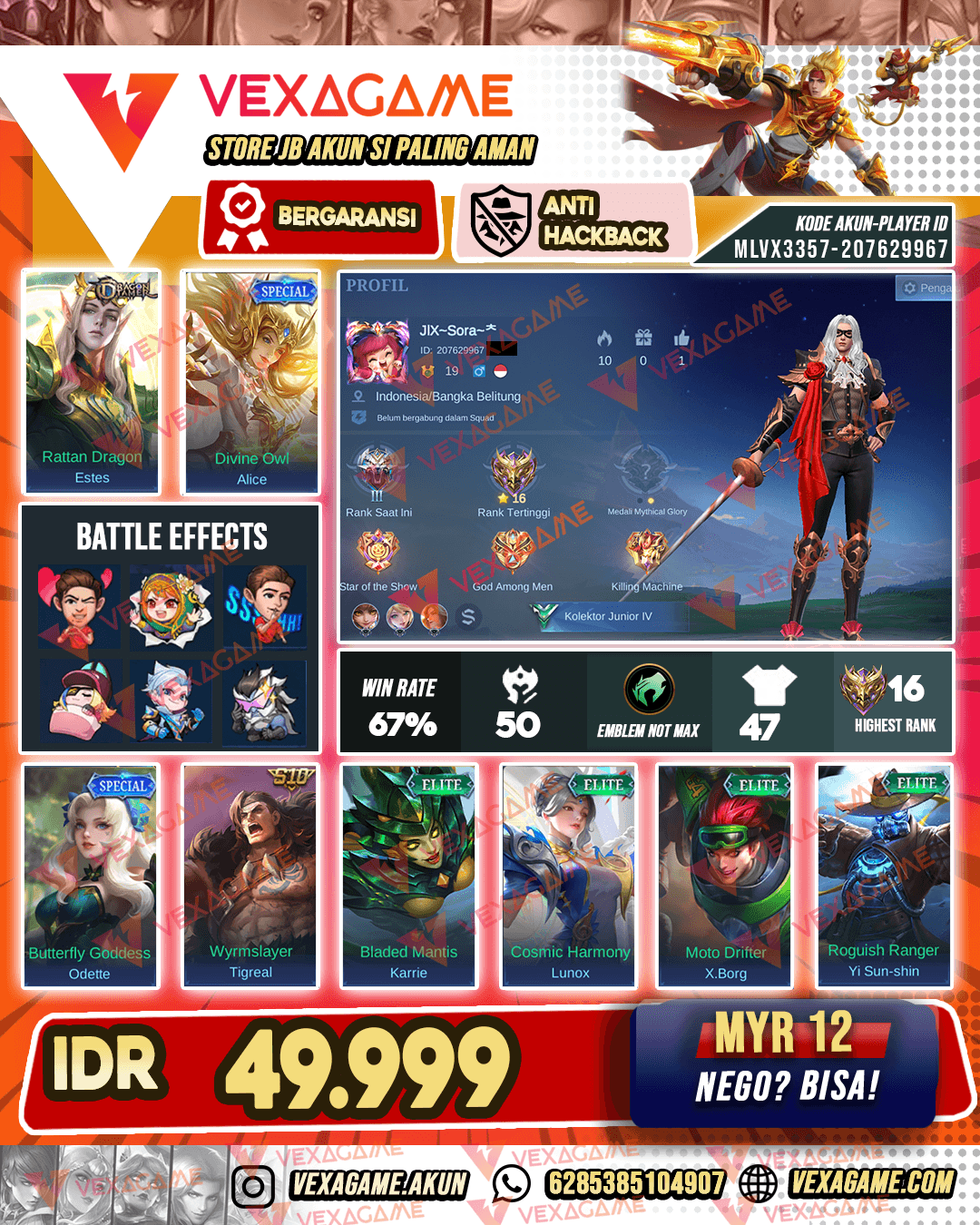 Estes Dragon Tamer X Yi Sun Shin Elite | Akun Murah