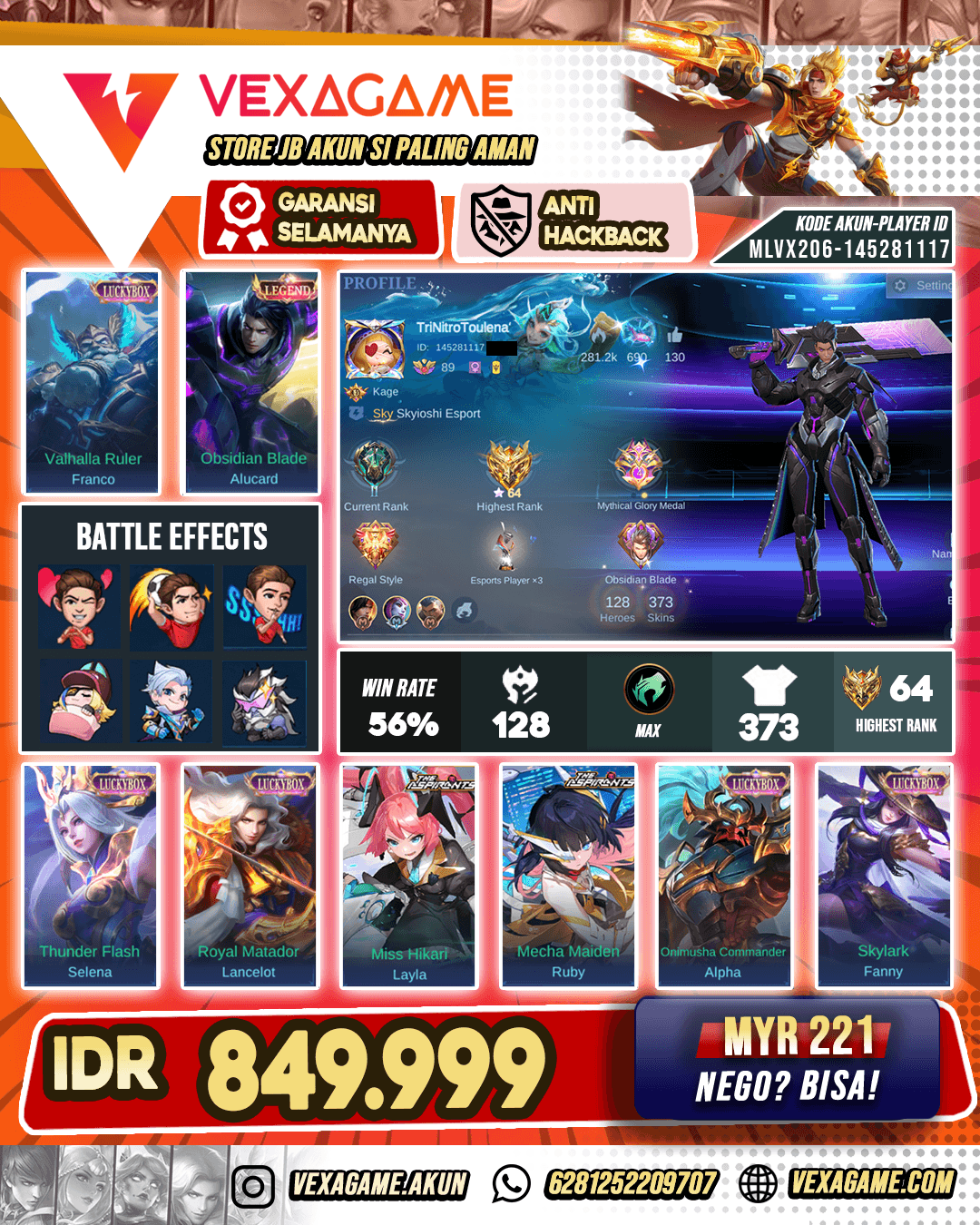 Alucard Legends | Akun Sultan Murah
