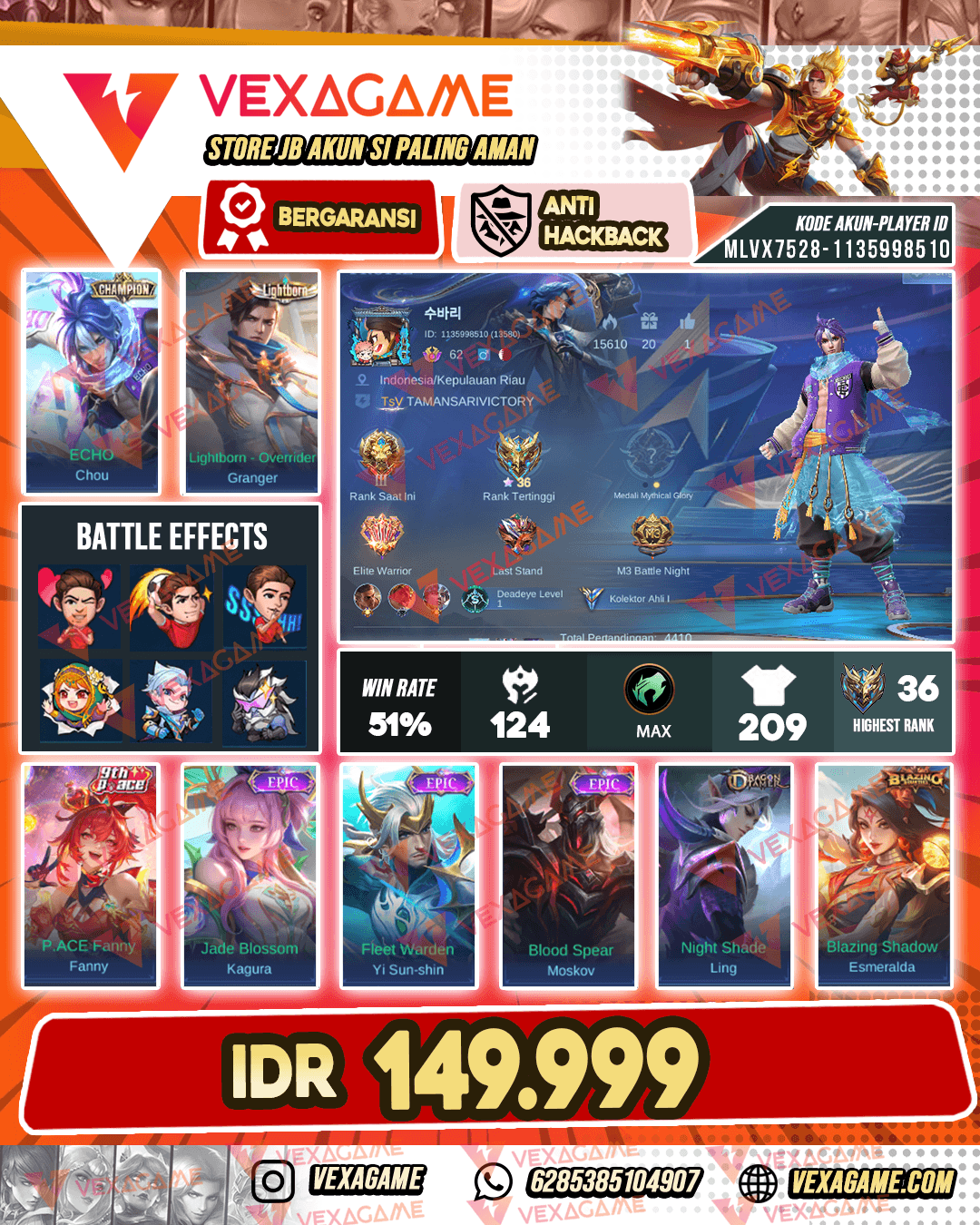 Chou Champion | Granger Lightborn | Emblem MAX TAS TAS ON
