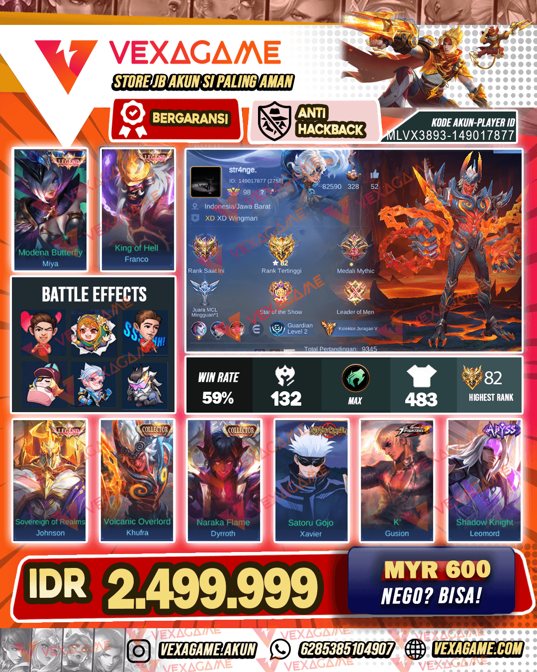 3 Legend | 3 Collector | Gusion KOF | Xavier Gojo