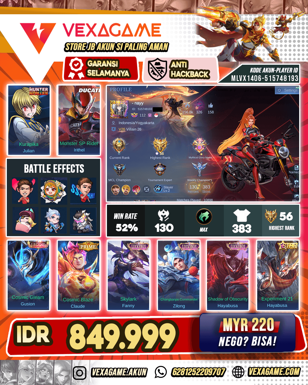 Irithel Ducati | Julian HxH | Gusion Legend