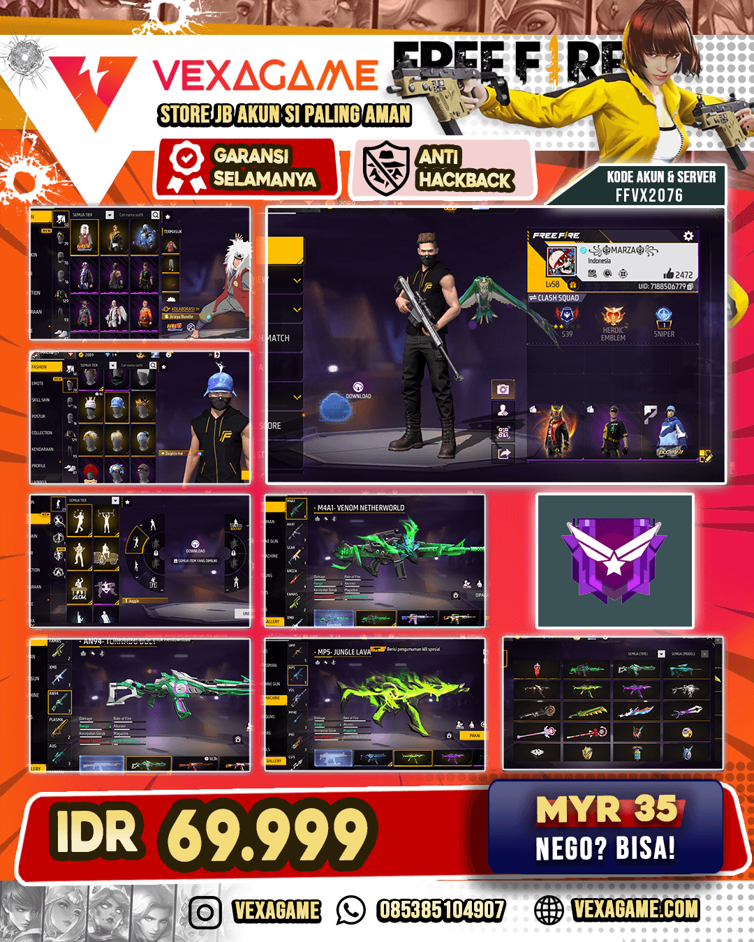 Bundle Jiraiya | MP5 2 Rasa | AN94 Tornado Bolt | AUG Aug Firetaming | M4A1 Venom Netherworld