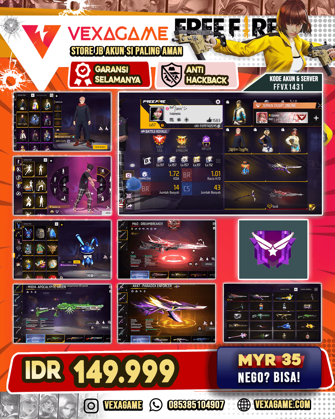 Yuji Itadori + Chillin Emoji | AK47 Paradox | M60 Dream Breaker MAX | AN94 Tornado | SG Apocalyptic