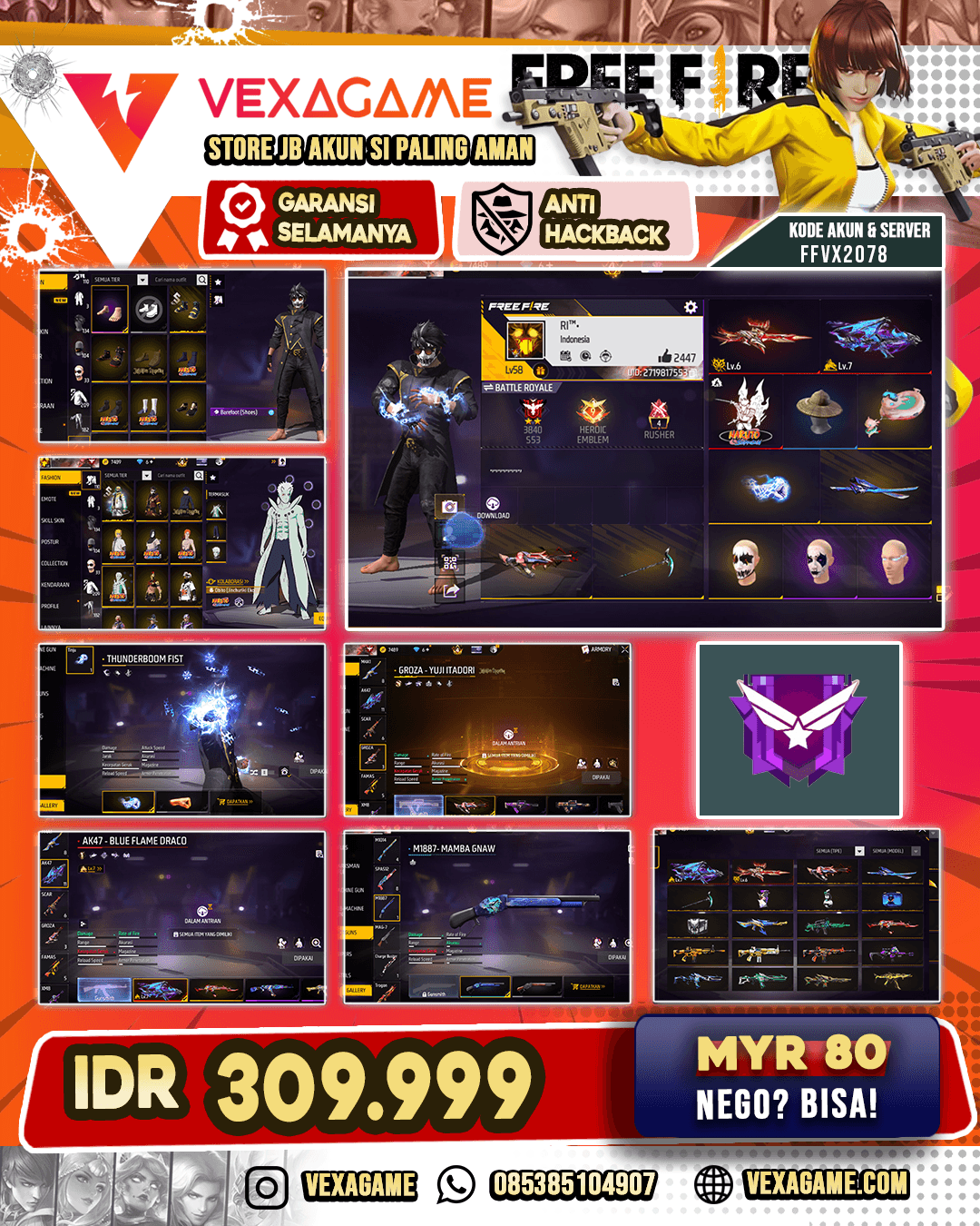 EVO AK47 MAX | EVO WP OTW MAX | Groza Yuji Itadori | 4 Bundle Naruto | Bundle FJ V2 | C-Angel Putih | Vault 200+