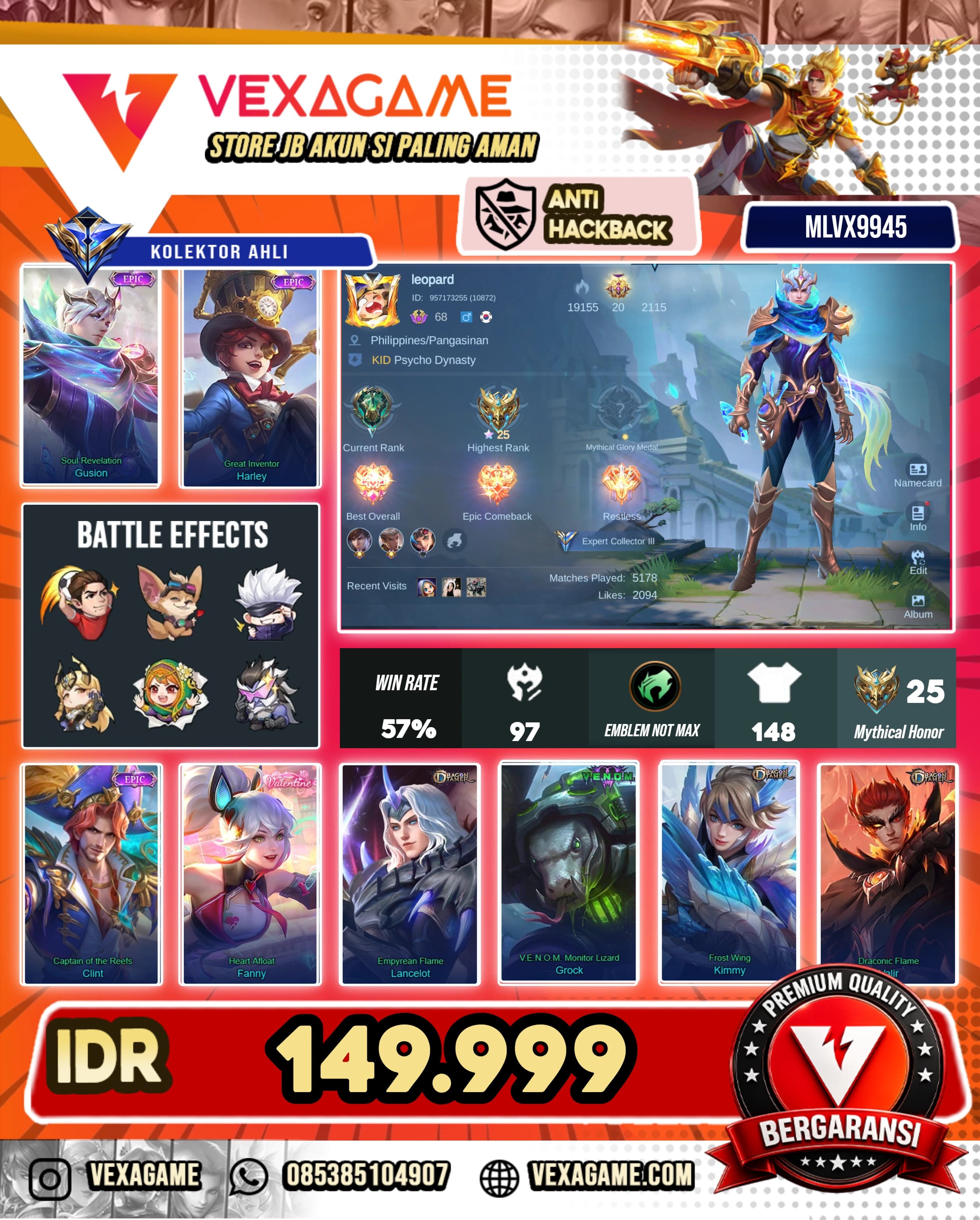 Gusion Epic | Harley Epic