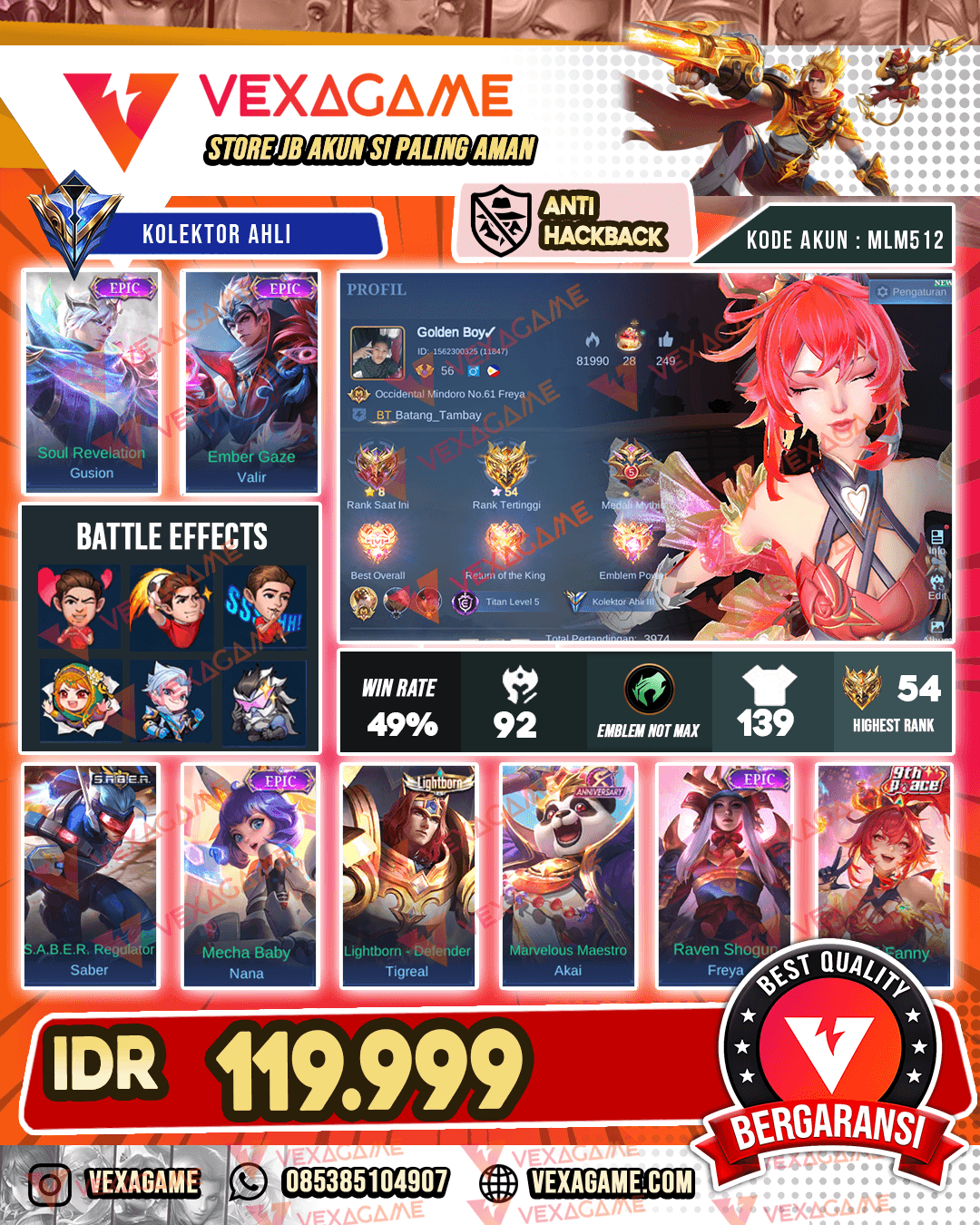 Gusion Epic | Valir Epic